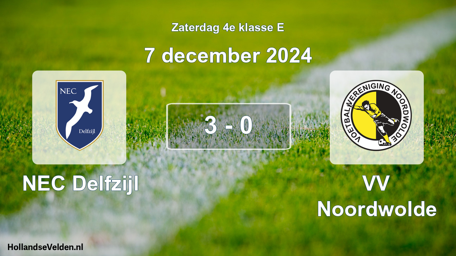 Total number of matches played: NEC Delfzijl - VV Noordwolde 3 - 0 (7 December 2024)