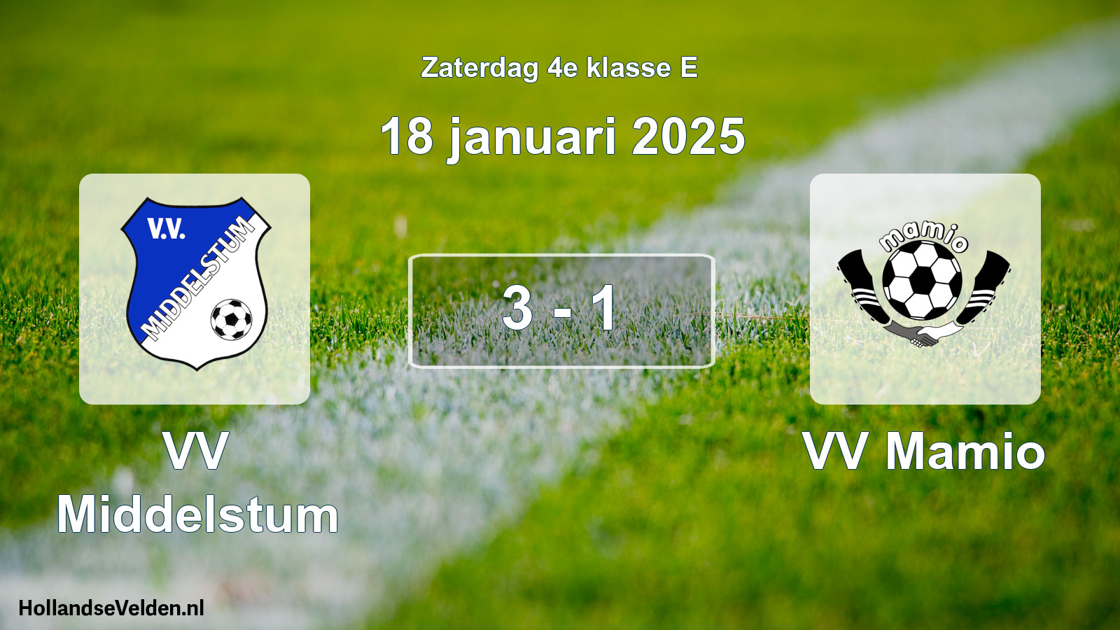 Total number of matches played: VV Middelstum - VV Mamio 3 - 1 (18 January 2025)