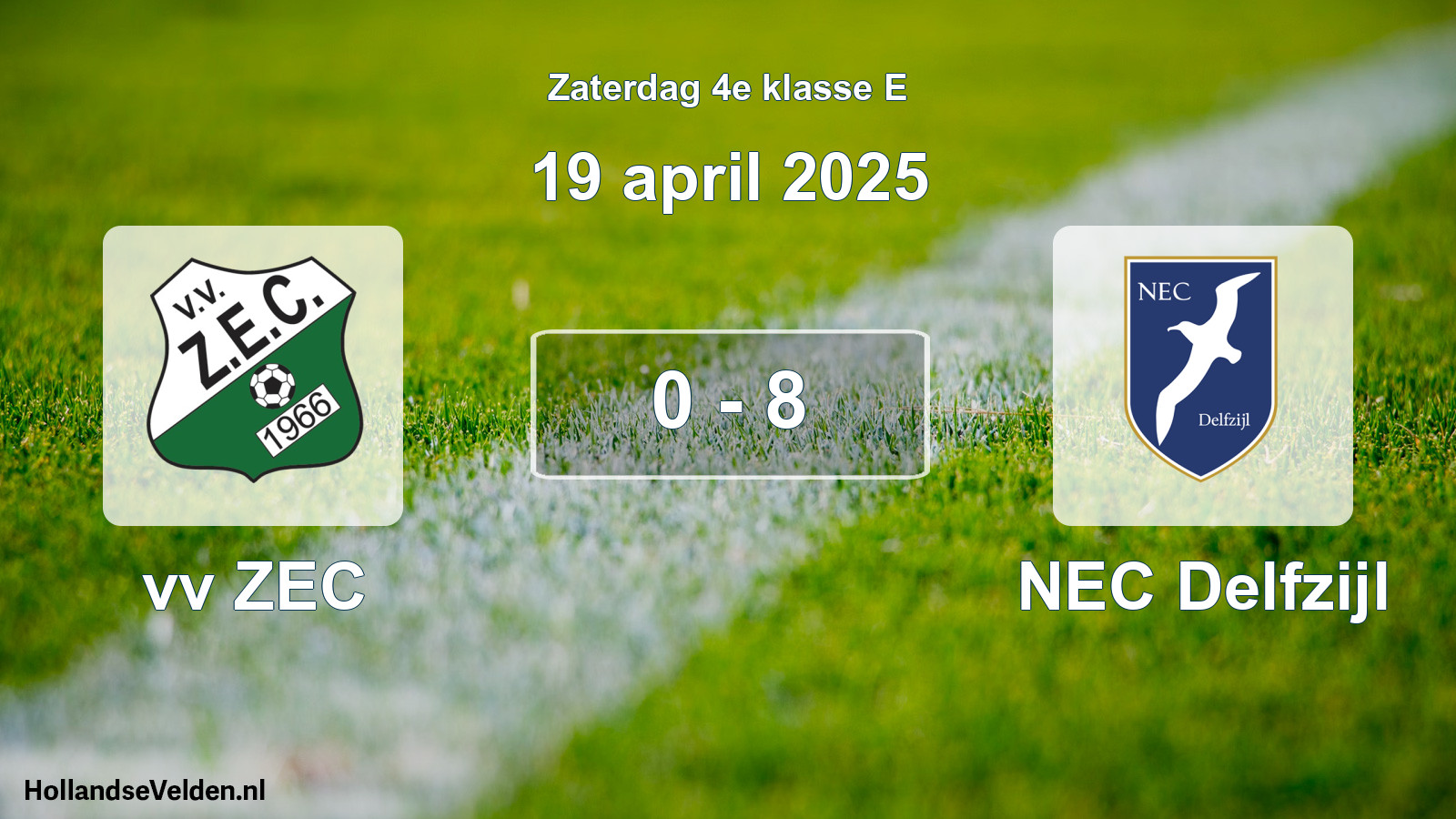 Total number of matches played: vv ZEC - NEC Delfzijl 0 - 8 (19 April 2025)