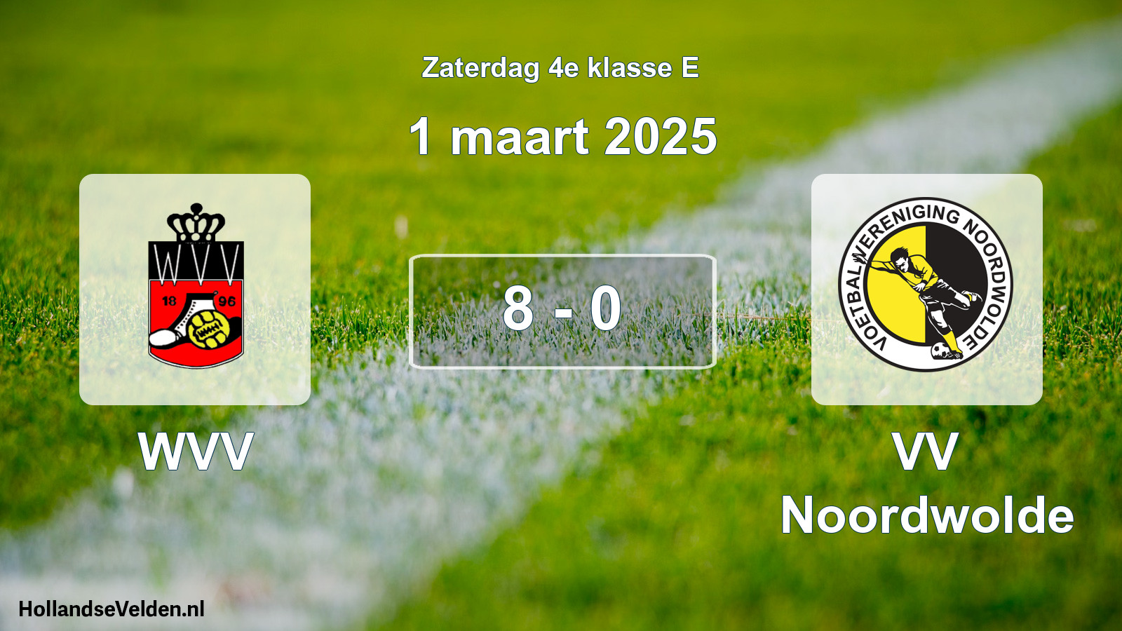 Total number of matches played: WVV - VV Noordwolde 8 - 0 (1 March 2025)