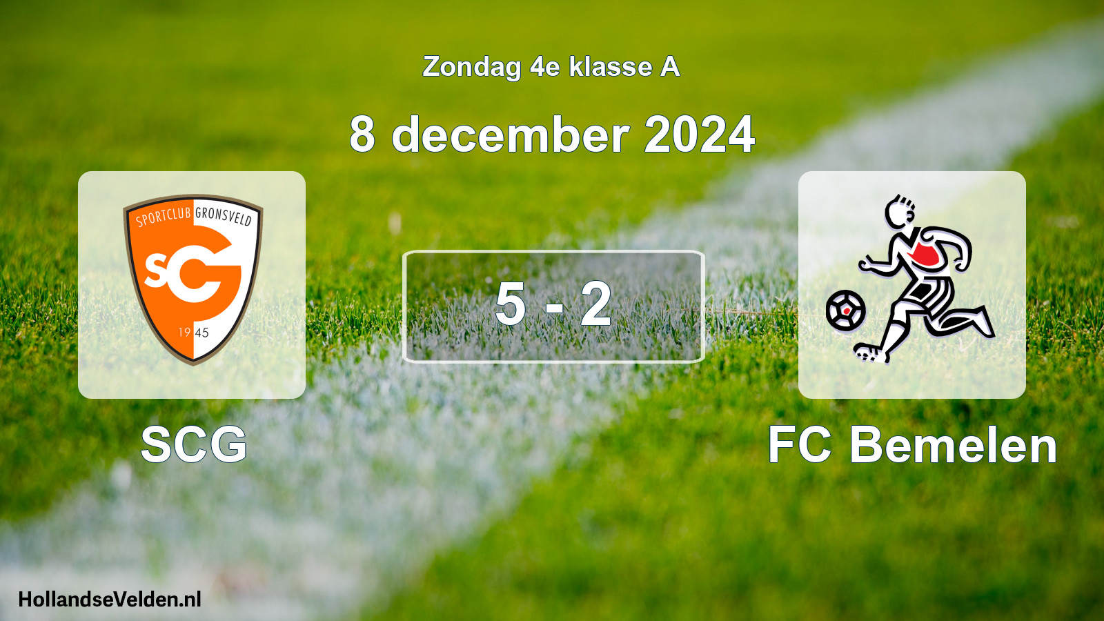 Total number of matches played: SCG - FC Bemelen 5 - 2 (8 December 2024)