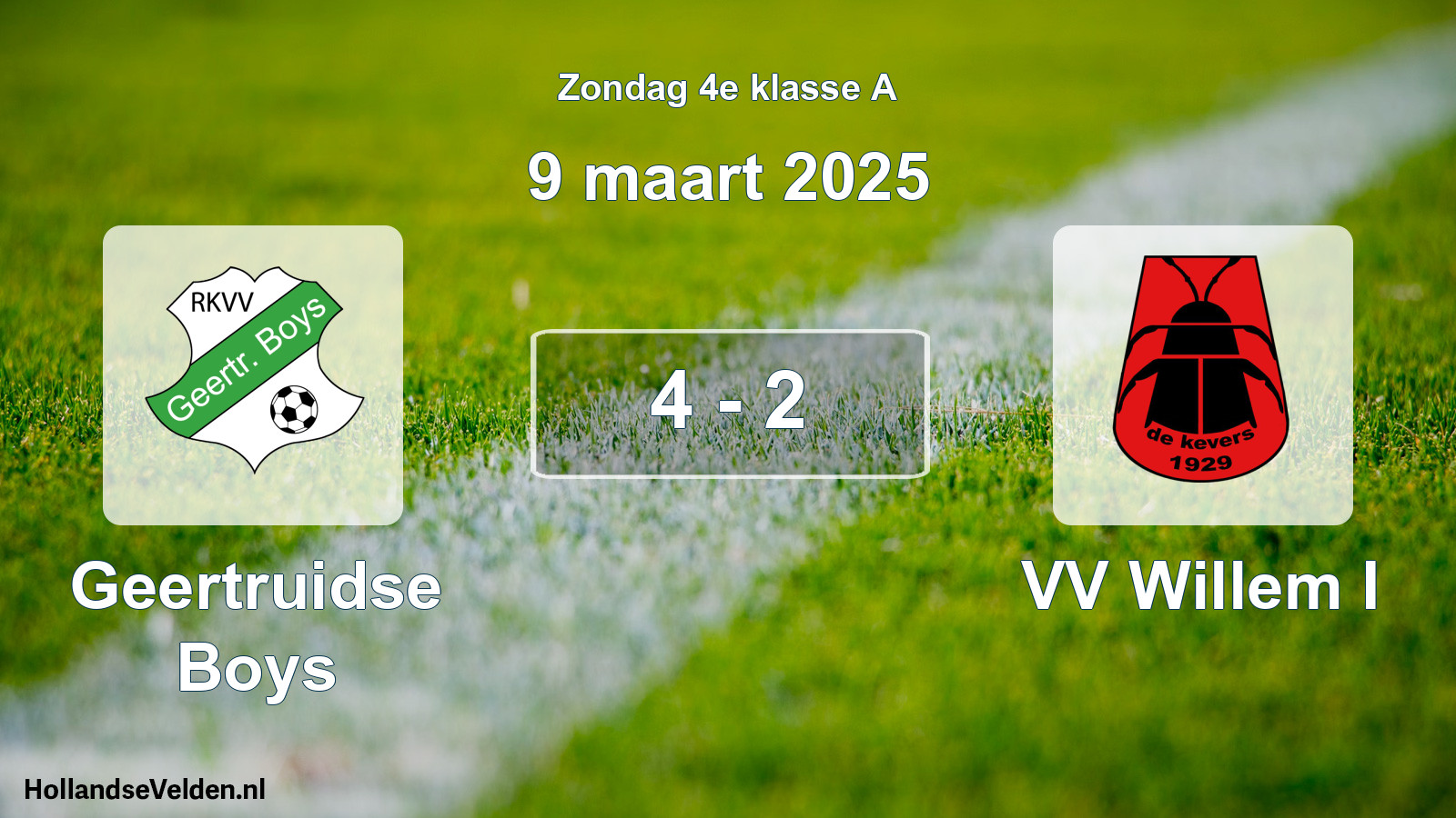 Total number of matches played: Geertruidse Boys - VV Willem I 4 - 2 (9 March 2025)