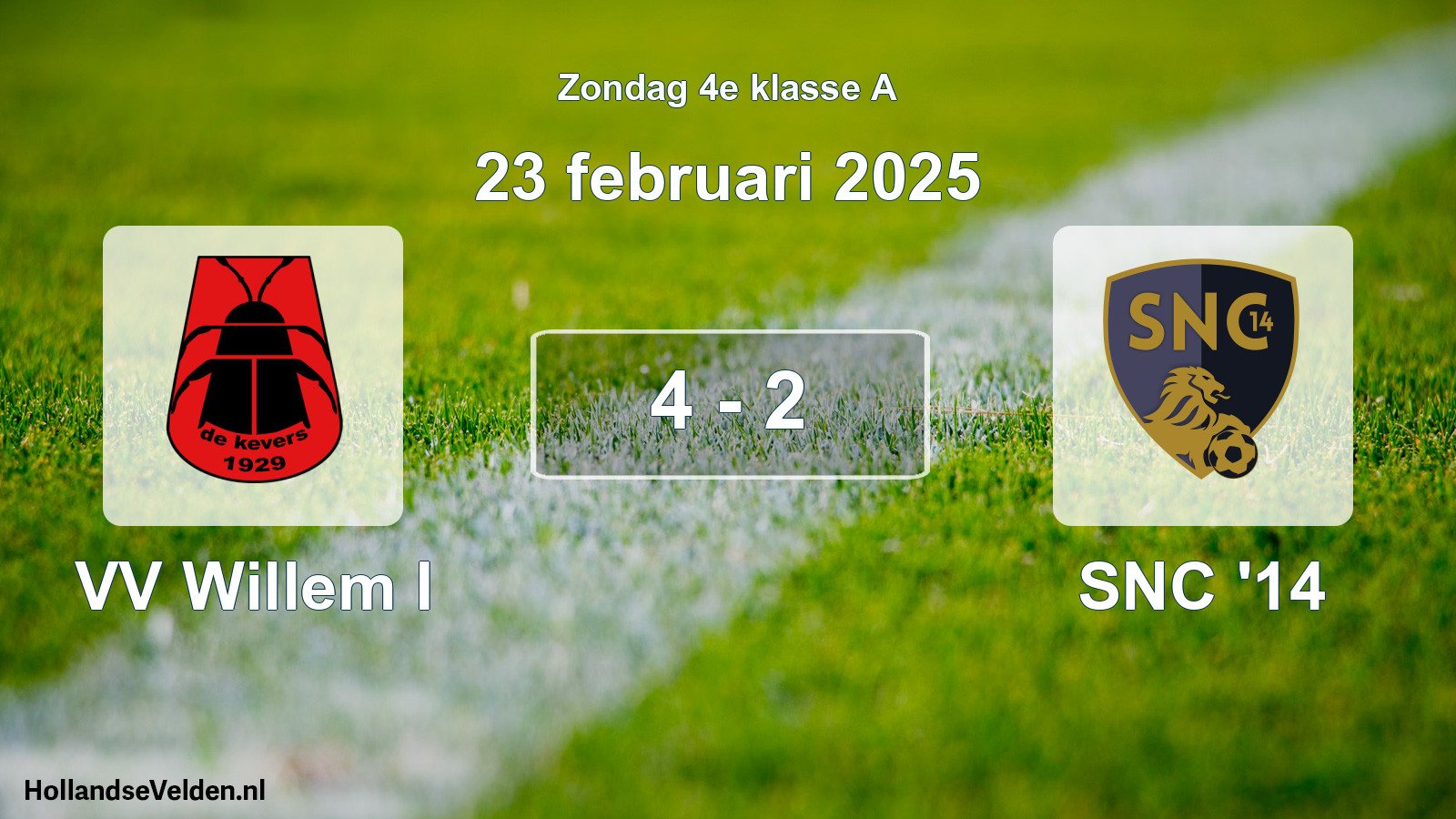 Total number of matches played: VV Willem I - SNC '14 4 - 2 (23 February 2025)