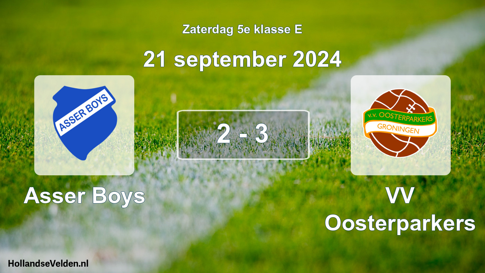 Total number of matches played: Asser Boys - VV Oosterparkers 2 - 3 (21 September 2024)
