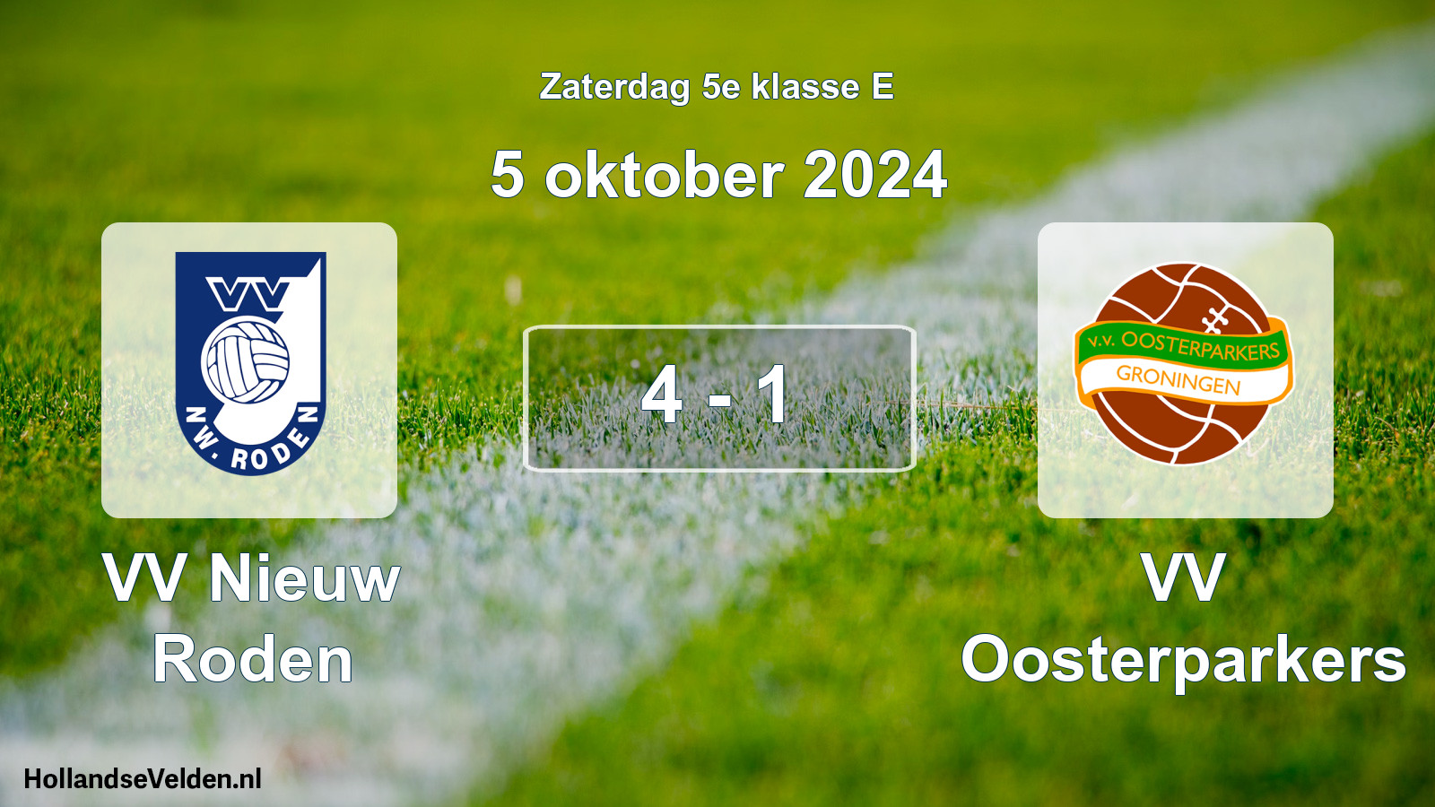 Total number of matches played: VV Nieuw Roden - VV Oosterparkers 4 - 1 (5 October 2024)