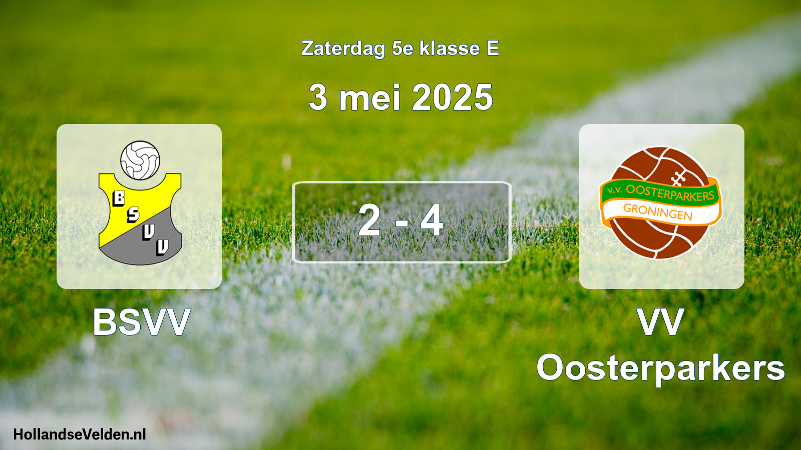 Total number of matches played: BSVV - VV Oosterparkers 2 - 4 (3 May 2025)