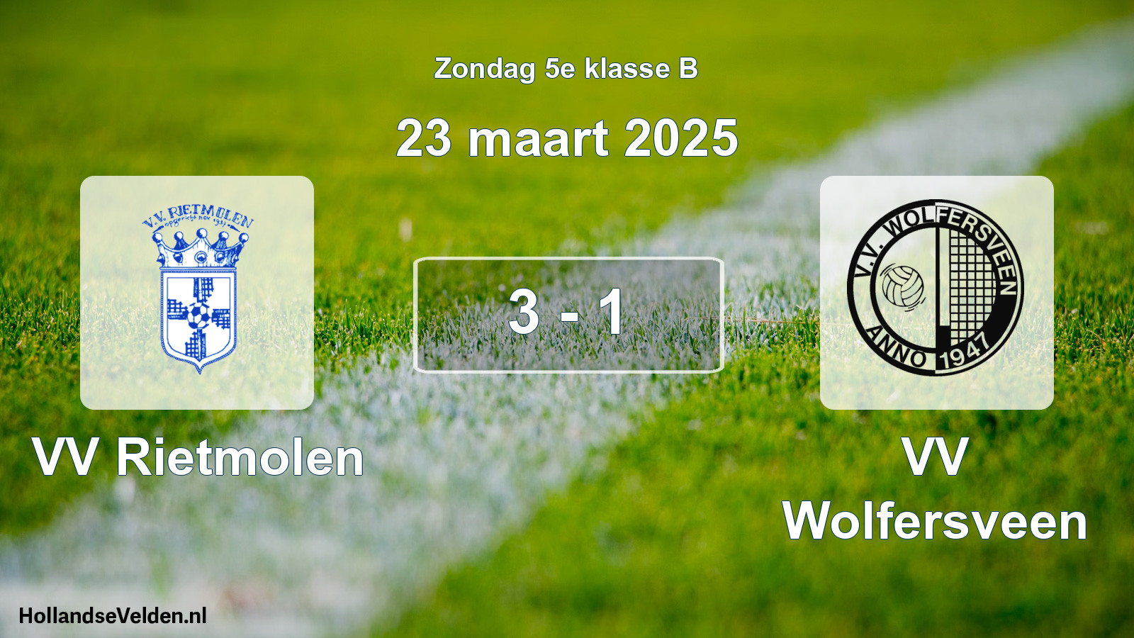 Total number of matches played: VV Rietmolen - VV Wolfersveen 3 - 1 (23 March 2025)