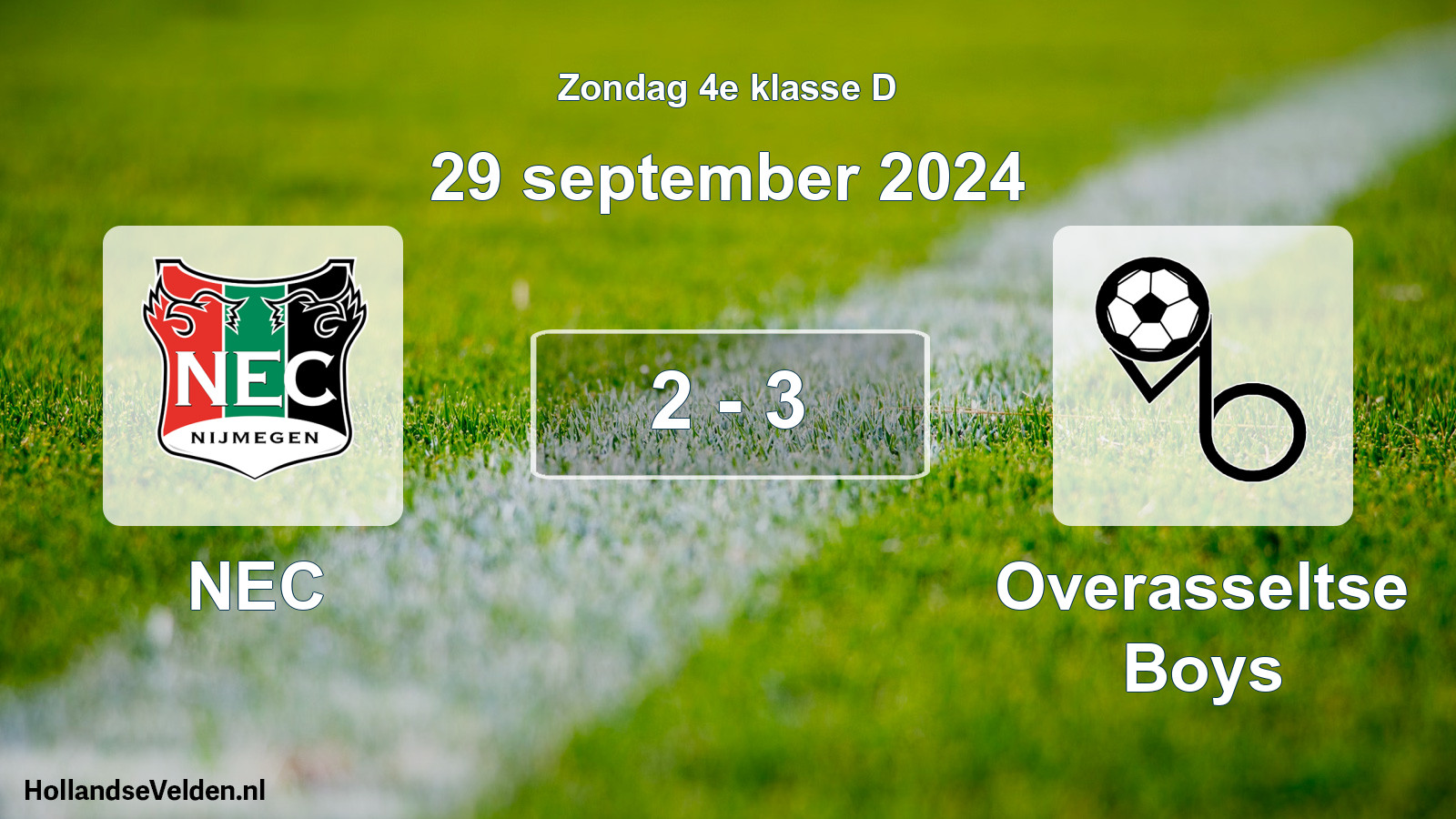 Total number of matches played: NEC - Overasseltse Boys 2 - 3 (29 September 2024)