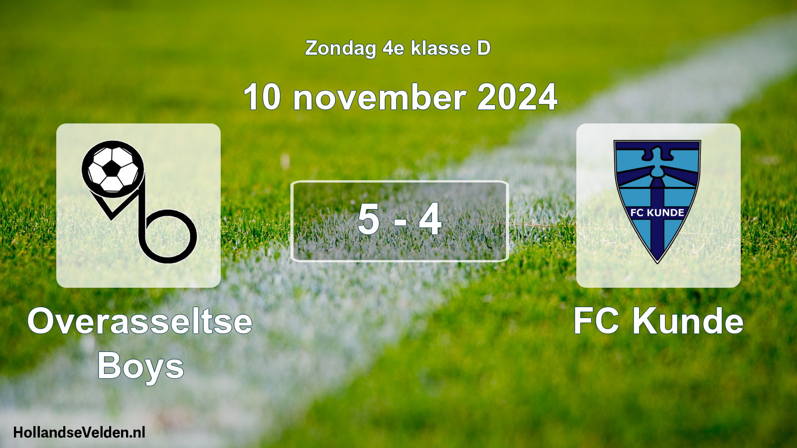 Total number of matches played: Overasseltse Boys - FC Kunde 5 - 4 (10 November 2024)