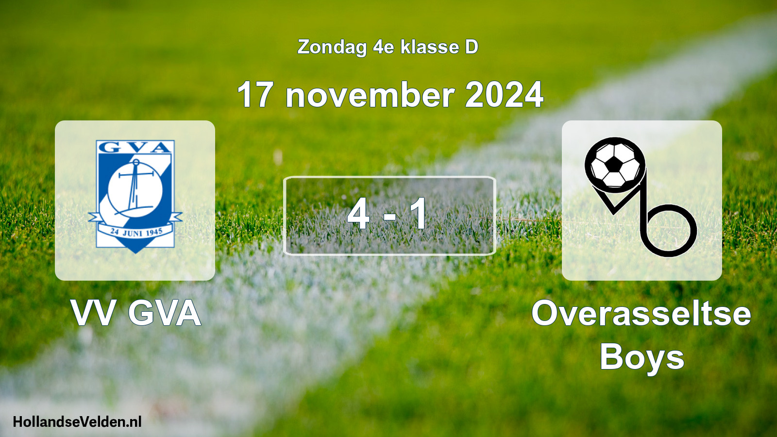Total number of matches played: VV GVA - Overasseltse Boys 4 - 1 (17 November 2024)
