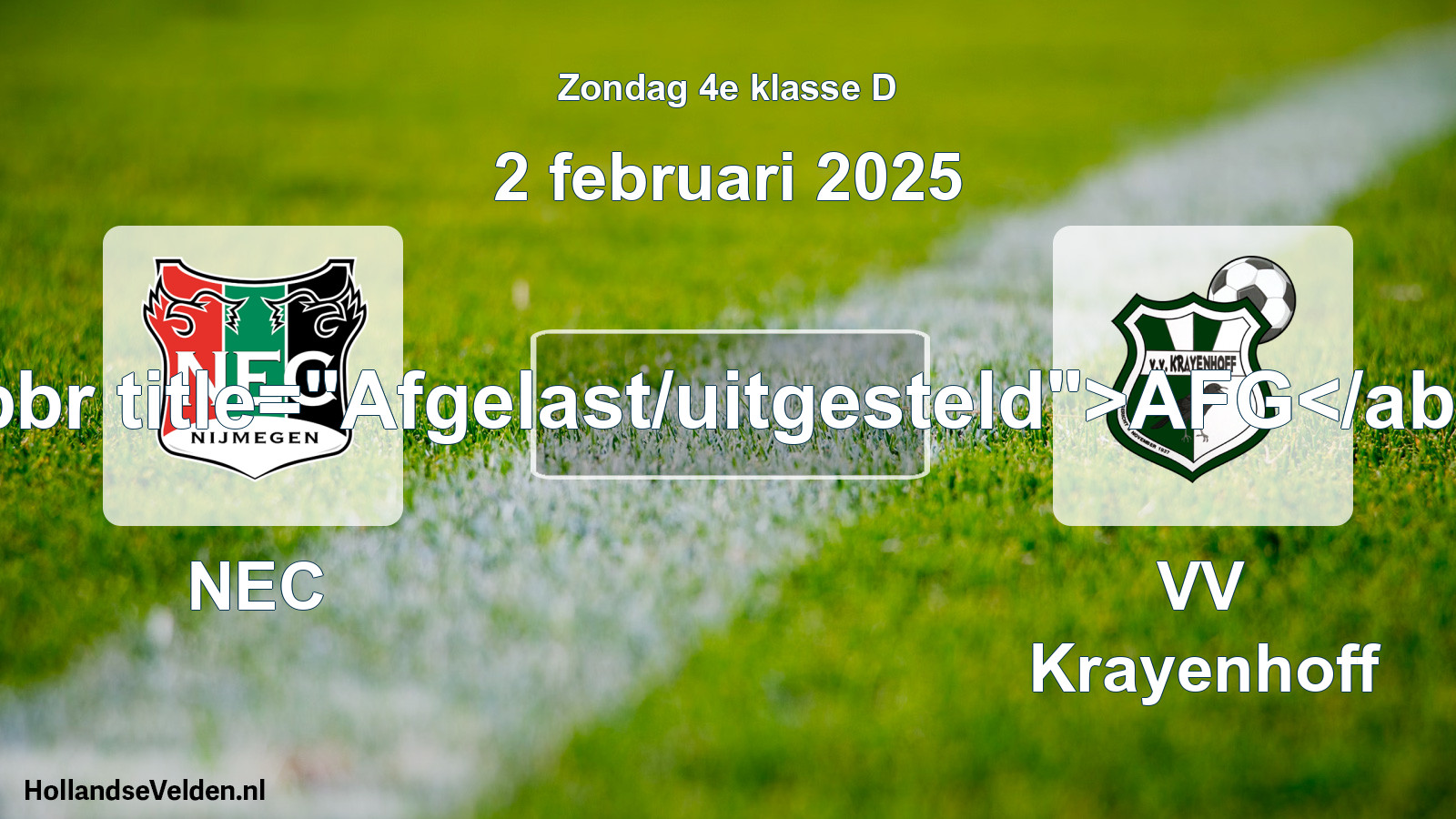 Scheduled Match: NEC - VV Krayenhoff (2 February 2025)