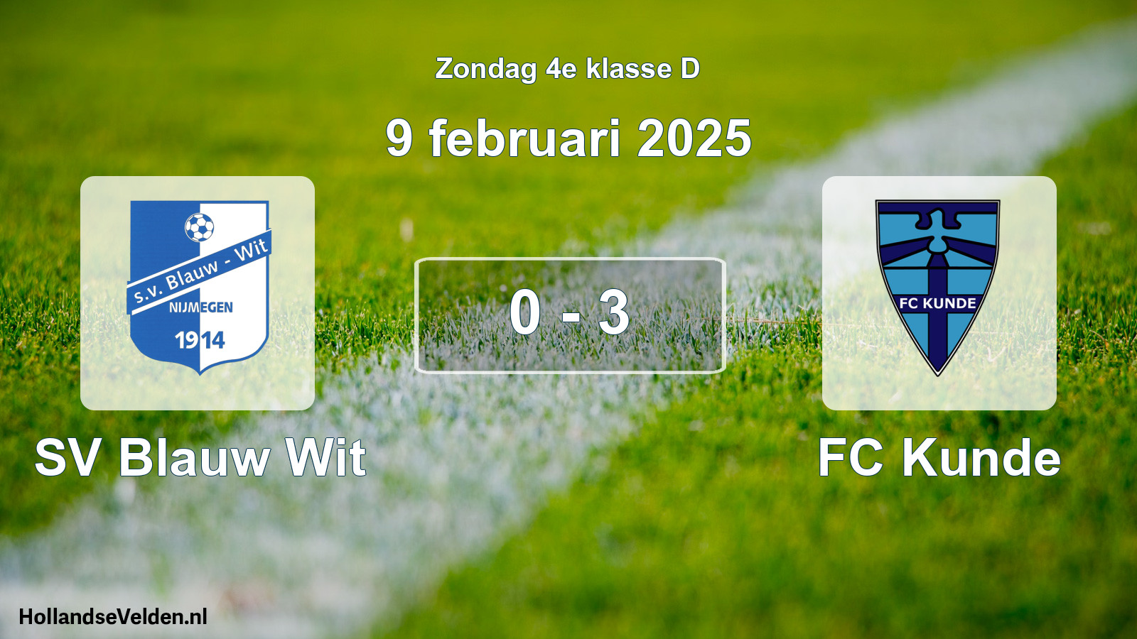 Total number of matches played: SV Blauw Wit - FC Kunde 0 - 3 (9 February 2025)