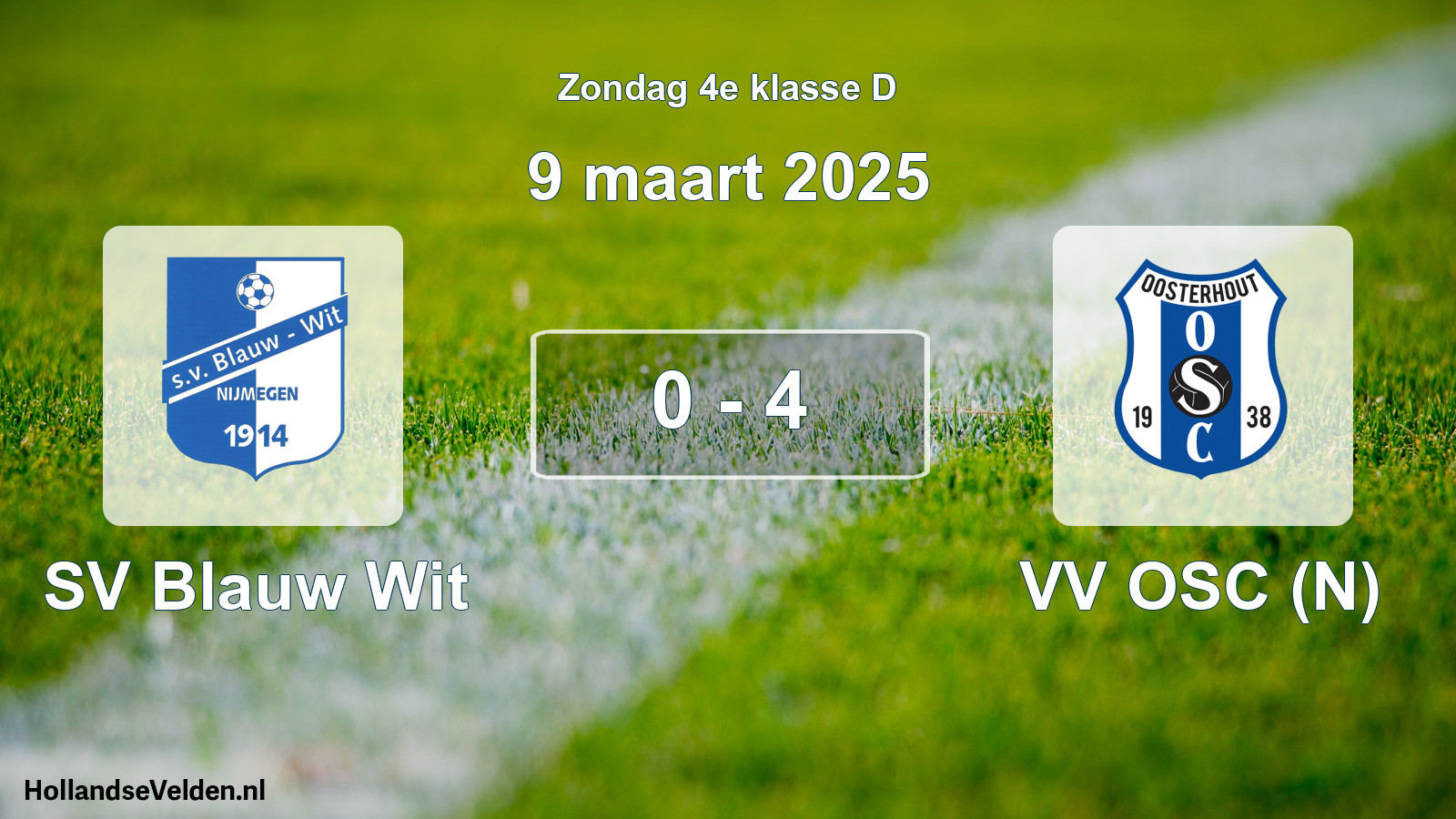 Total number of matches played: SV Blauw Wit - VV OSC (N) 0 - 4 (9 March 2025)