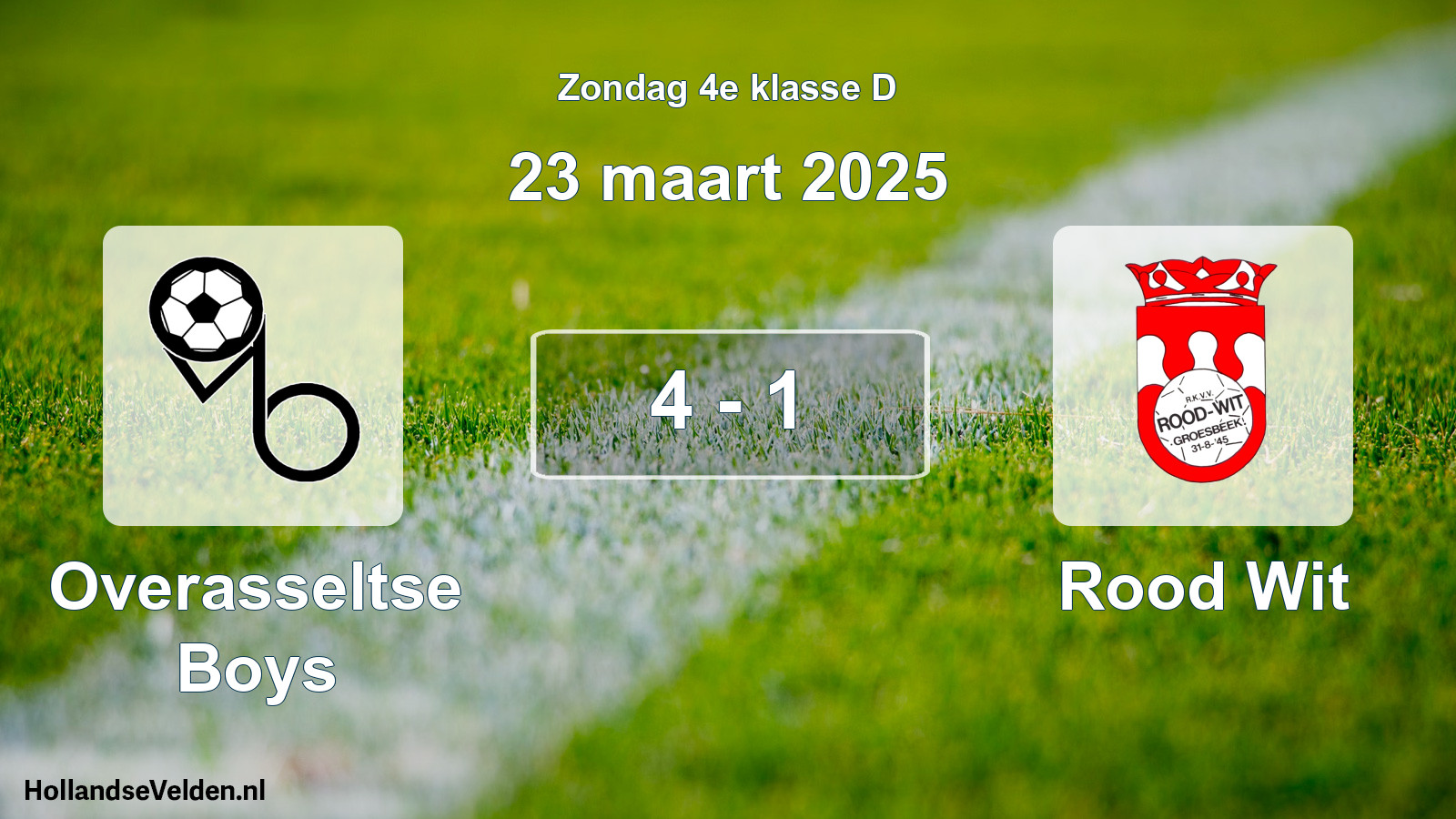 Total number of matches played: Overasseltse Boys - Rood Wit 4 - 1 (23 March 2025)