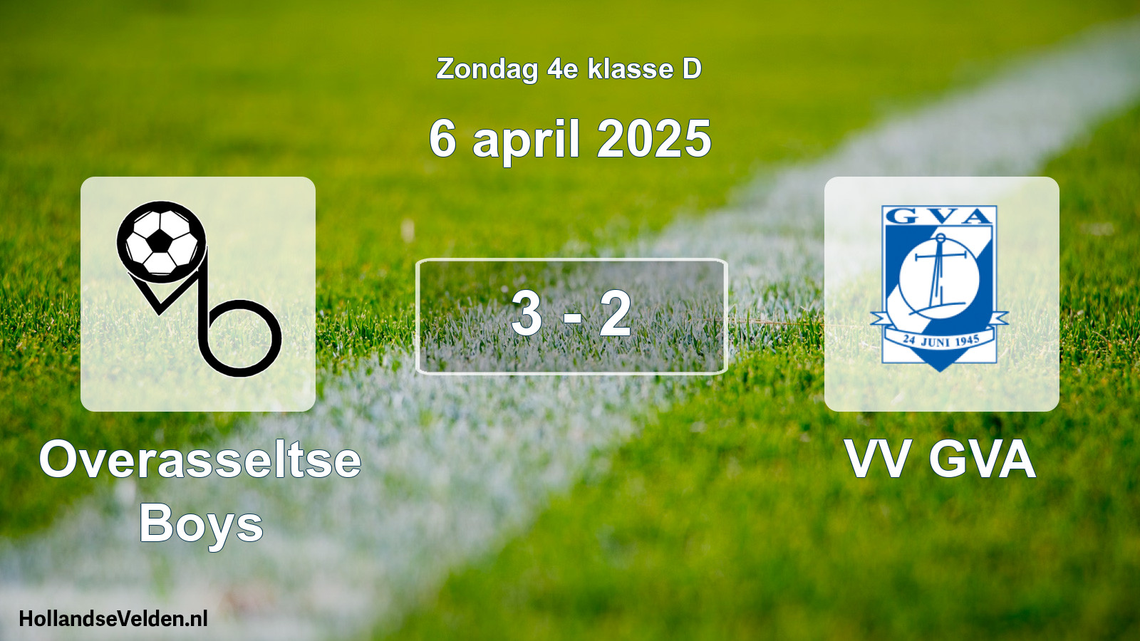 Total number of matches played: Overasseltse Boys - VV GVA 3 - 2 (6 April 2025)