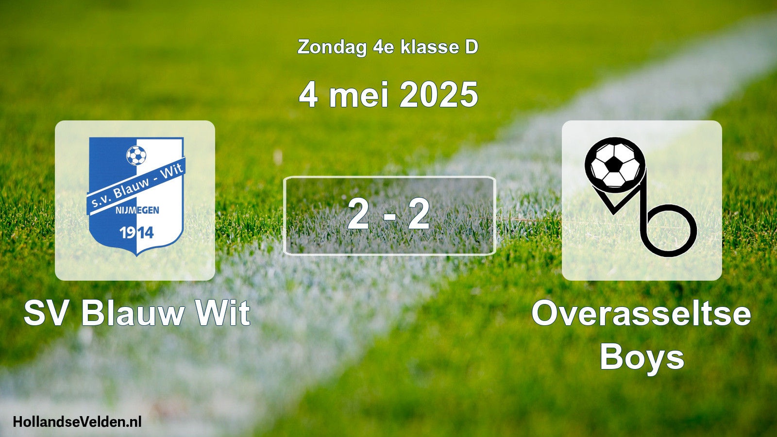 Total number of matches played: SV Blauw Wit - Overasseltse Boys 2 - 2 (4 May 2025)