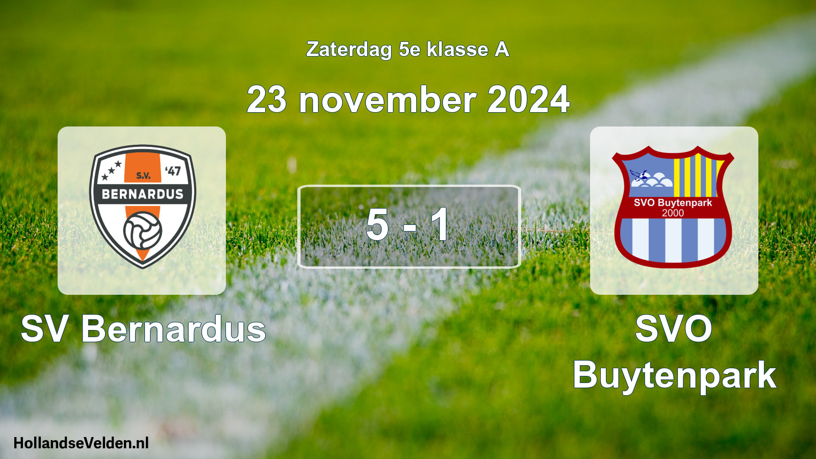 Total number of matches played: SV Bernardus - SVO Buytenpark 5 - 1 (23 November 2024)