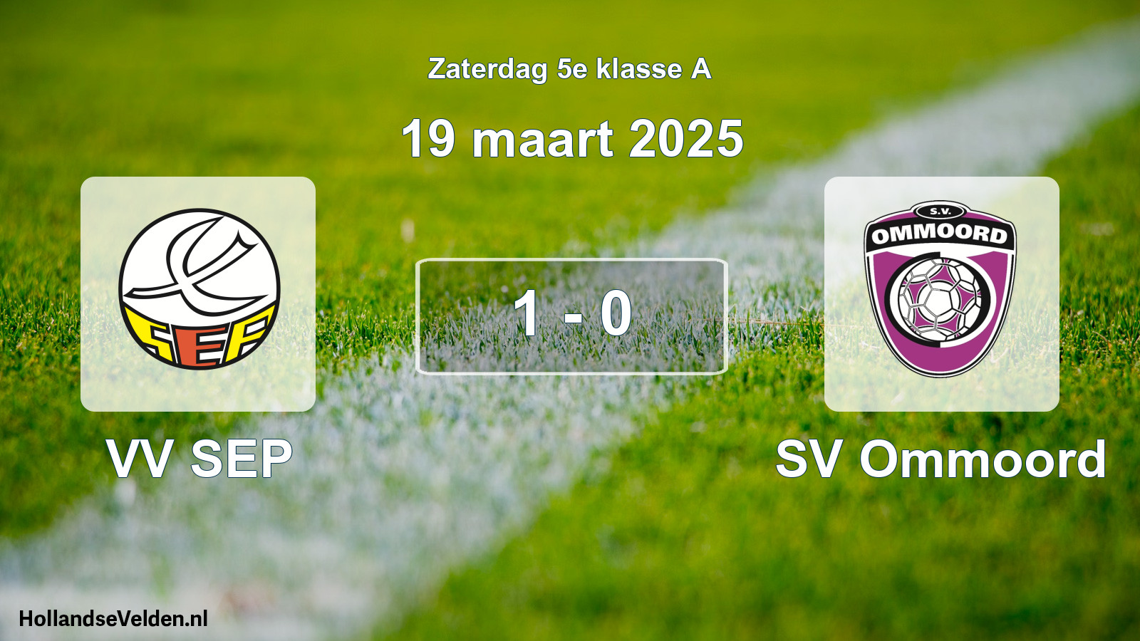 Total number of matches played: VV SEP - SV Ommoord 1 - 0 (19 March 2025)