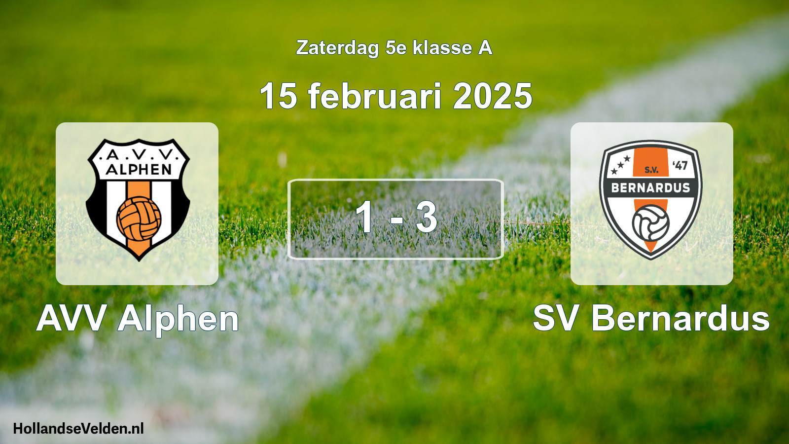 Total number of matches played: AVV Alphen - SV Bernardus 1 - 3 (15 February 2025)