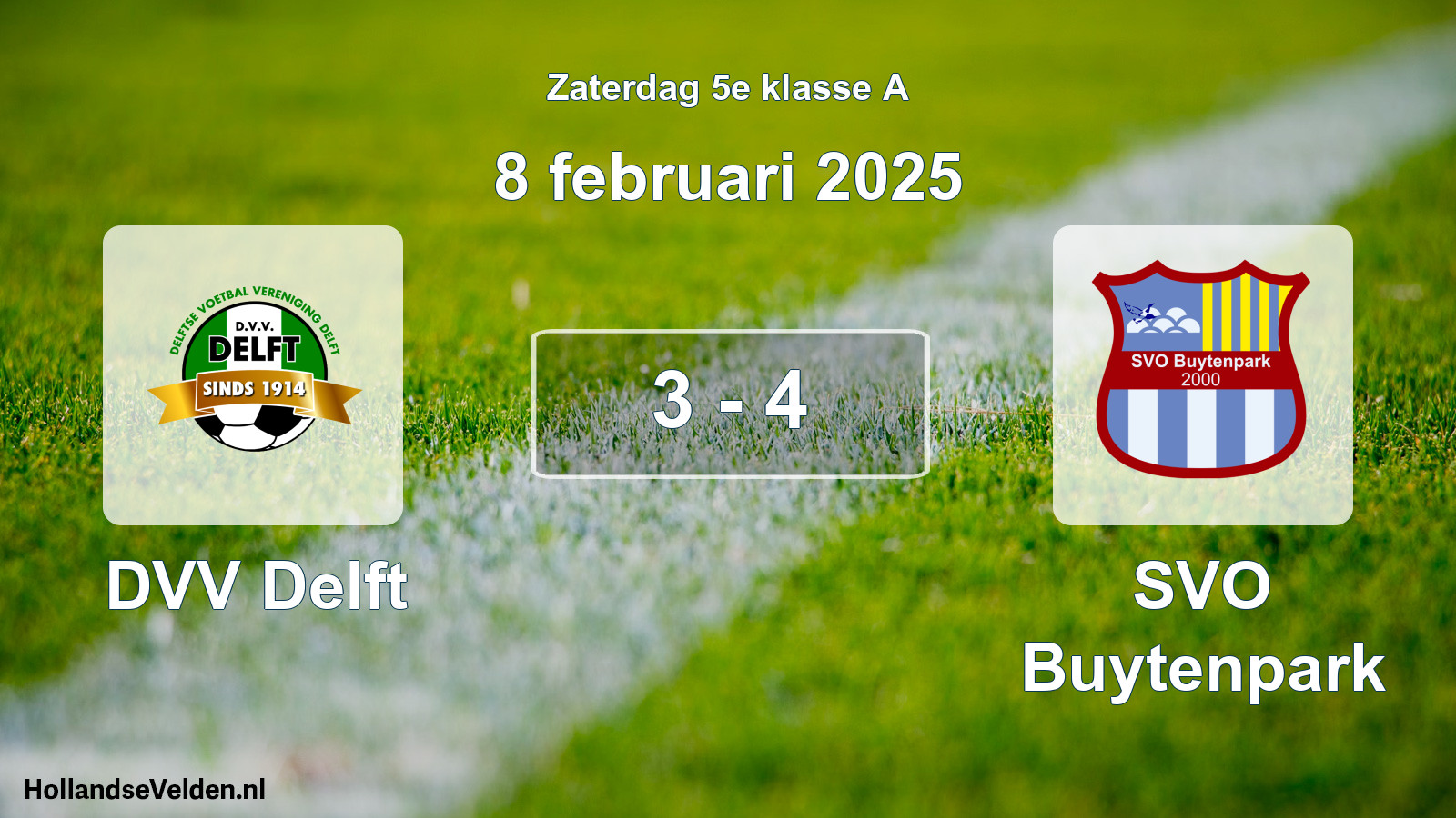 Total number of matches played: DVV Delft - SVO Buytenpark 3 - 4 (8 February 2025)