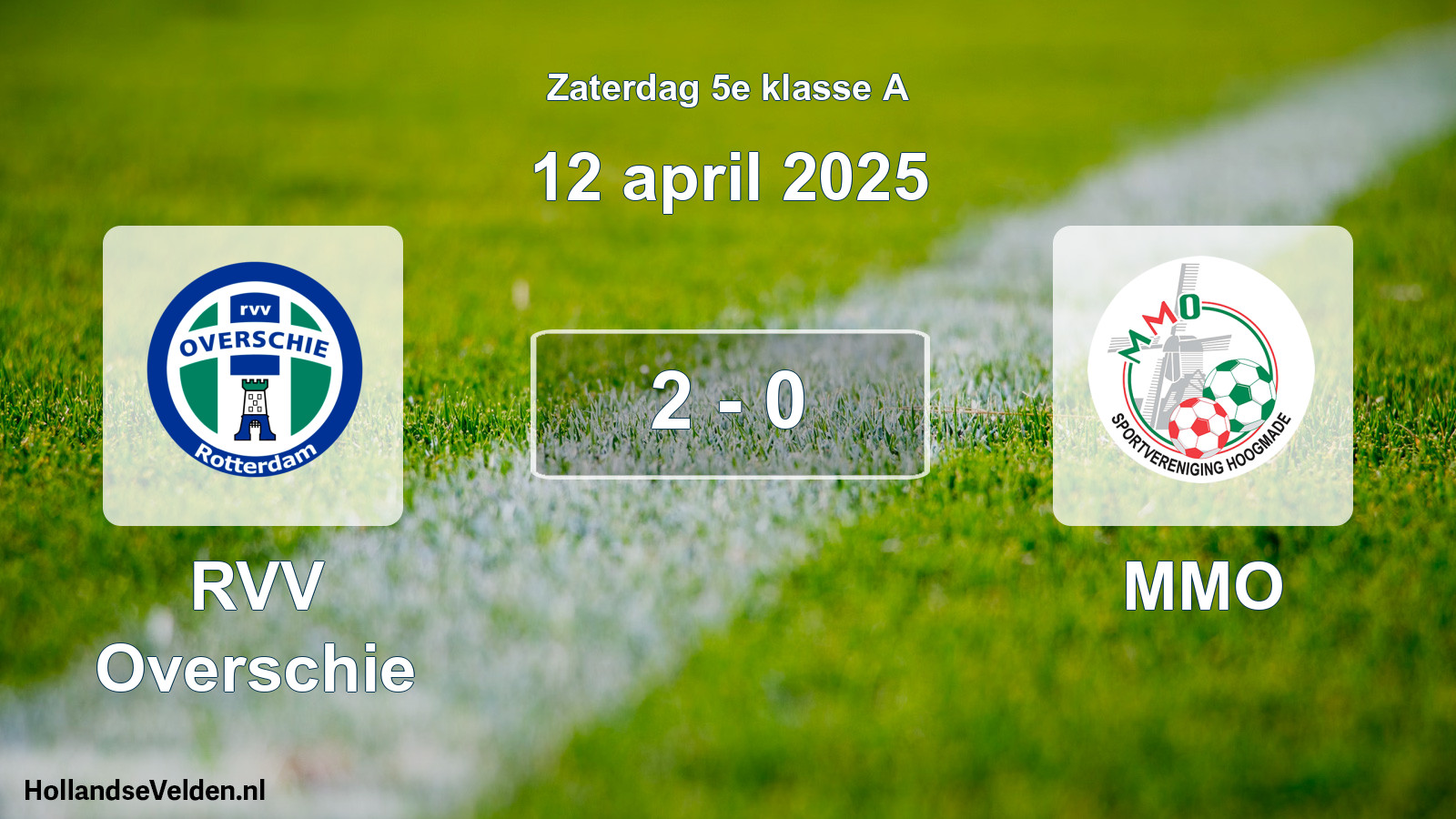 Total number of matches played: RVV Overschie - MMO 2 - 0 (12 April 2025)