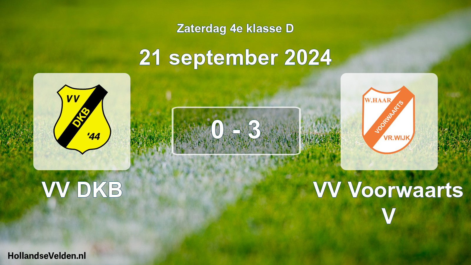 Total number of matches played: VV DKB - VV Voorwaarts V 0 - 3 (21 September 2024)