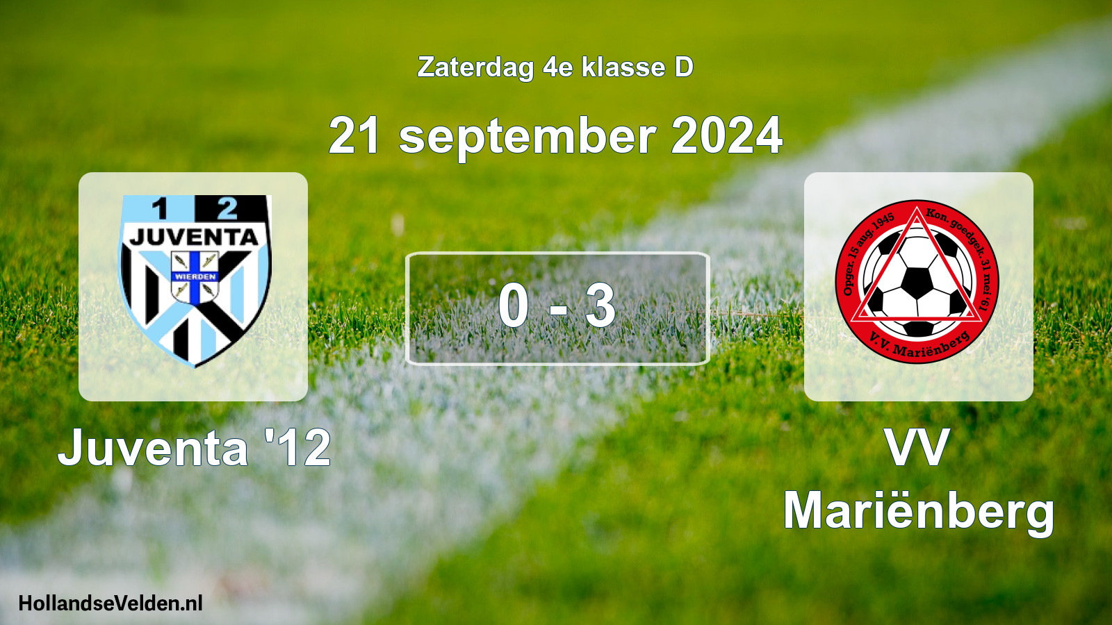Total number of matches played: Juventa '12 - VV Mariënberg 0 - 3 (21 September 2024)