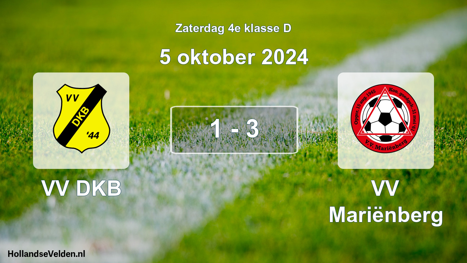 Total number of matches played: VV DKB - VV Mariënberg 1 - 3 (5 October 2024)