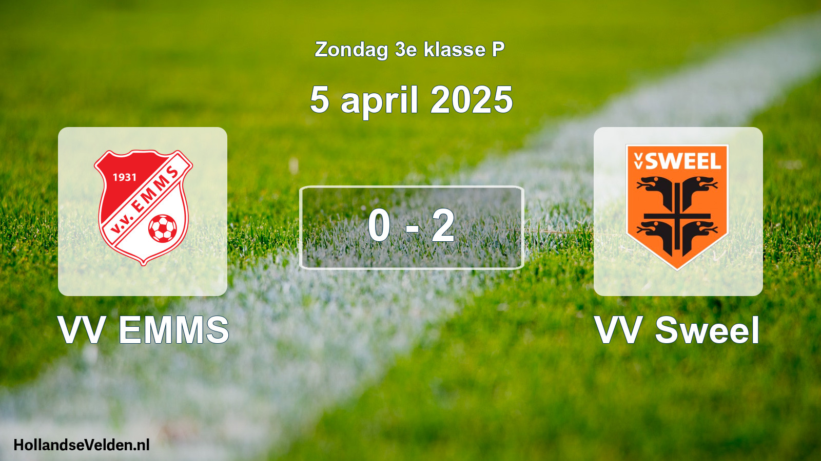 Total number of matches played: VV EMMS - VV Sweel 0 - 2 (5 April 2025)