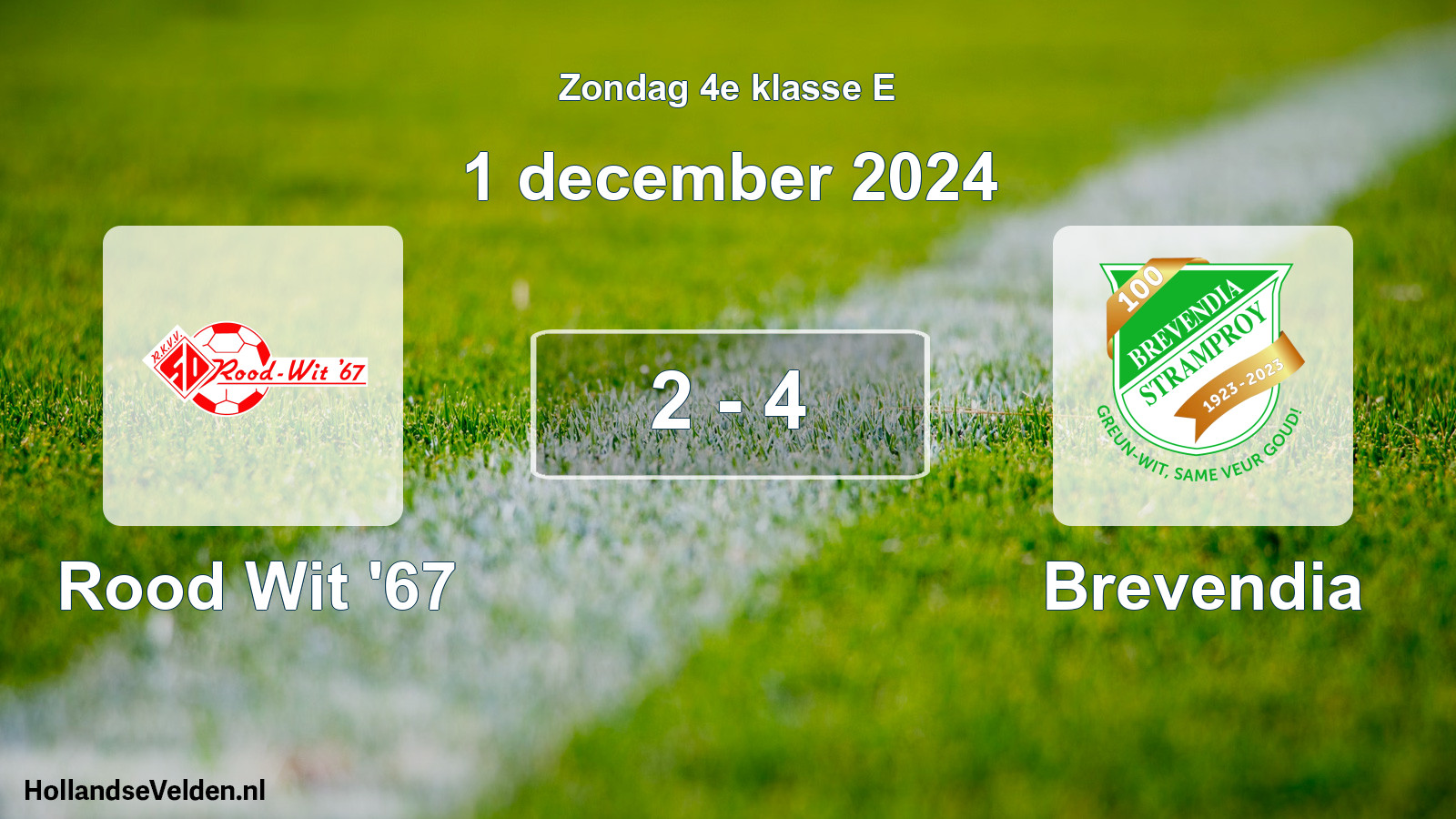 Total number of matches played: Rood Wit '67 - Brevendia 2 - 4 (1 December 2024)