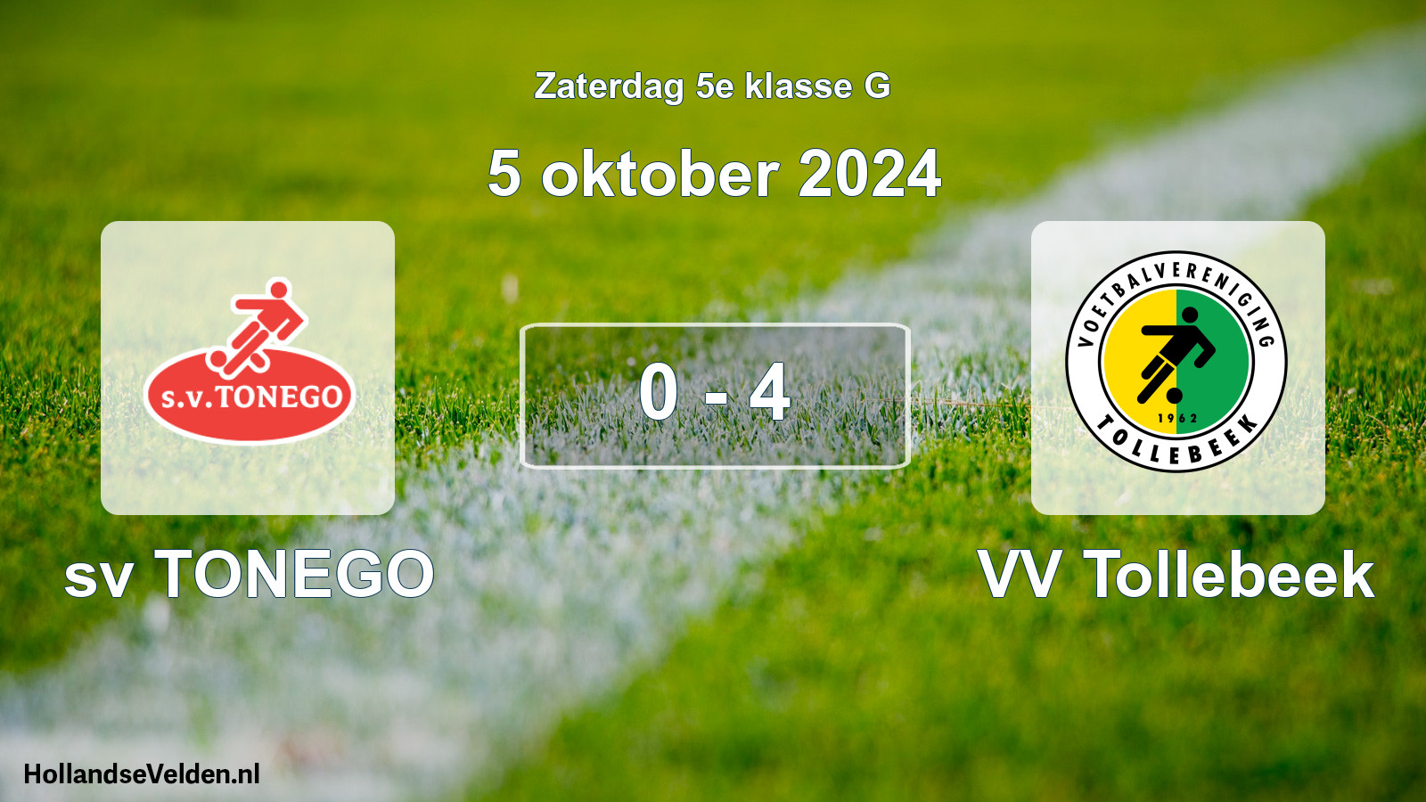 Total number of matches played: sv TONEGO - VV Tollebeek 0 - 4 (5 October 2024)
