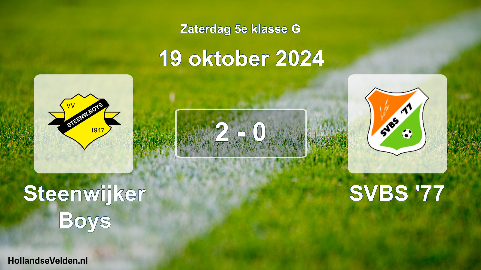 Total number of matches played: Steenwijker Boys - SVBS '77 2 - 0 (19 October 2024)