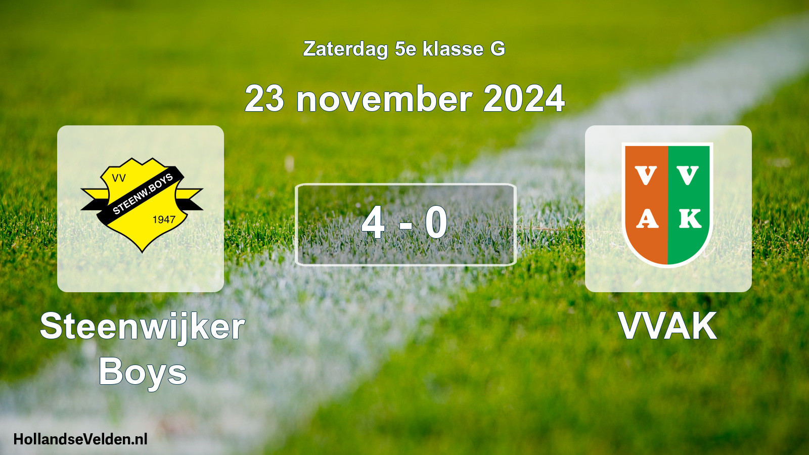 Total number of matches played: Steenwijker Boys - VVAK 4 - 0 (23 November 2024)