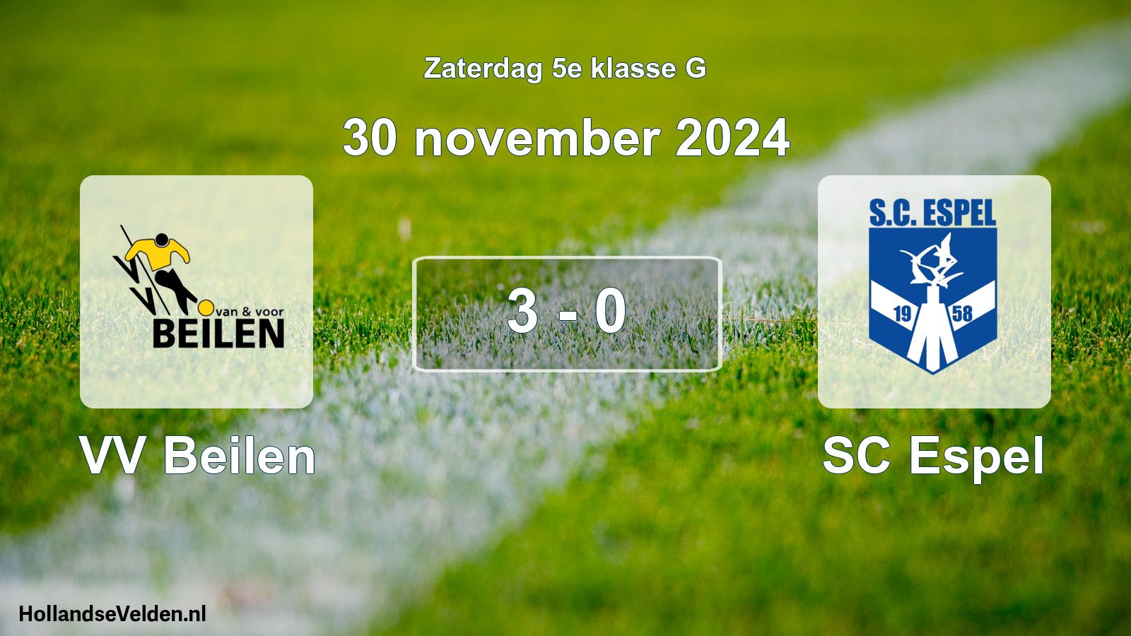 Total number of matches played: VV Beilen - SC Espel 3 - 0 (30 November 2024)