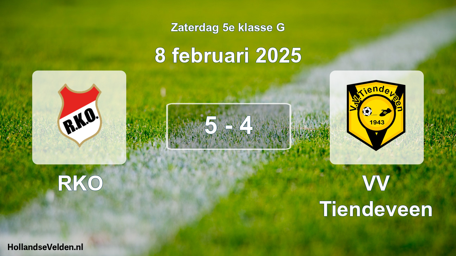 Total number of matches played: RKO - VV Tiendeveen 5 - 4 (8 February 2025)