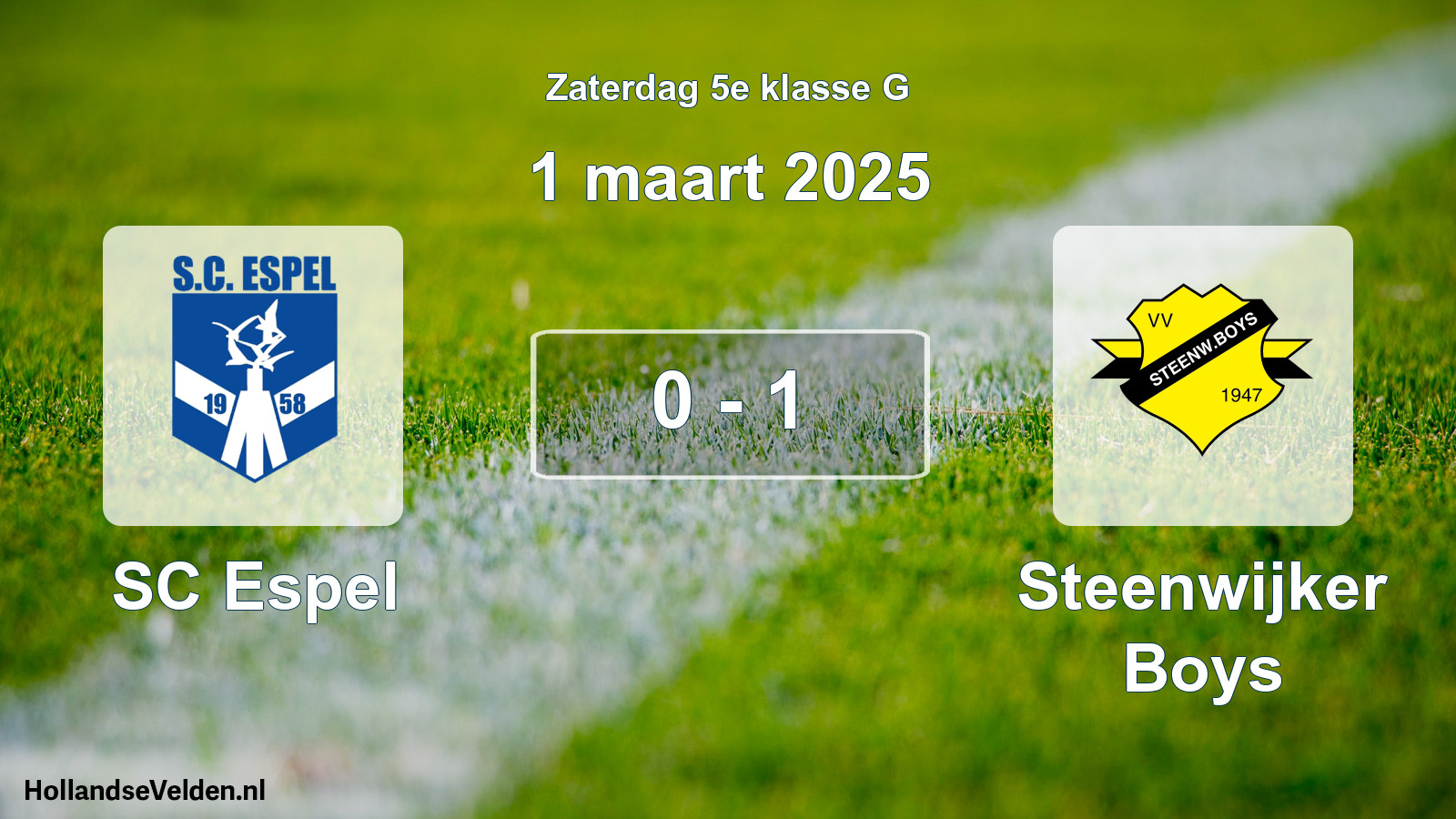 Total number of matches played: SC Espel - Steenwijker Boys 0 - 1 (1 March 2025)