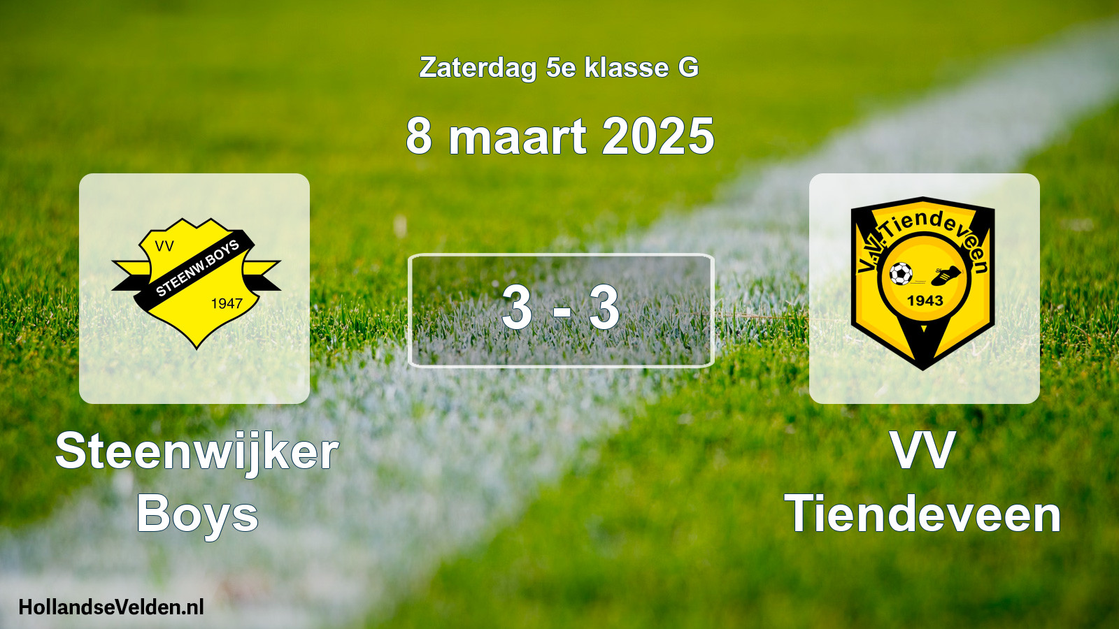 Total number of matches played: Steenwijker Boys - VV Tiendeveen 3 - 3 (8 March 2025)