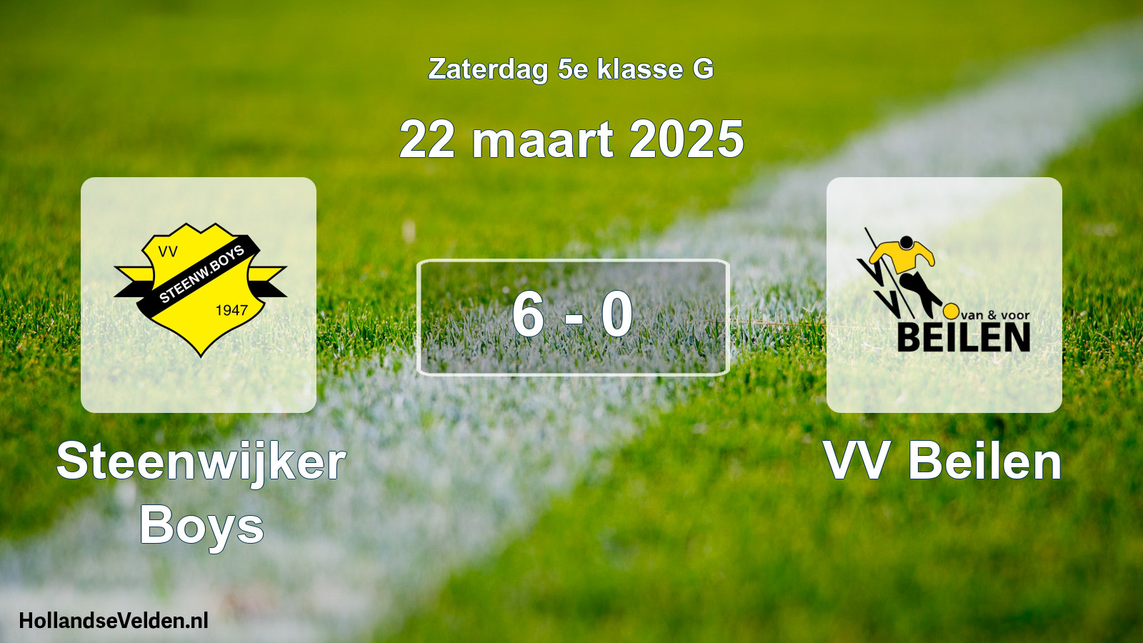 Total number of matches played: Steenwijker Boys - VV Beilen 6 - 0 (22 March 2025)