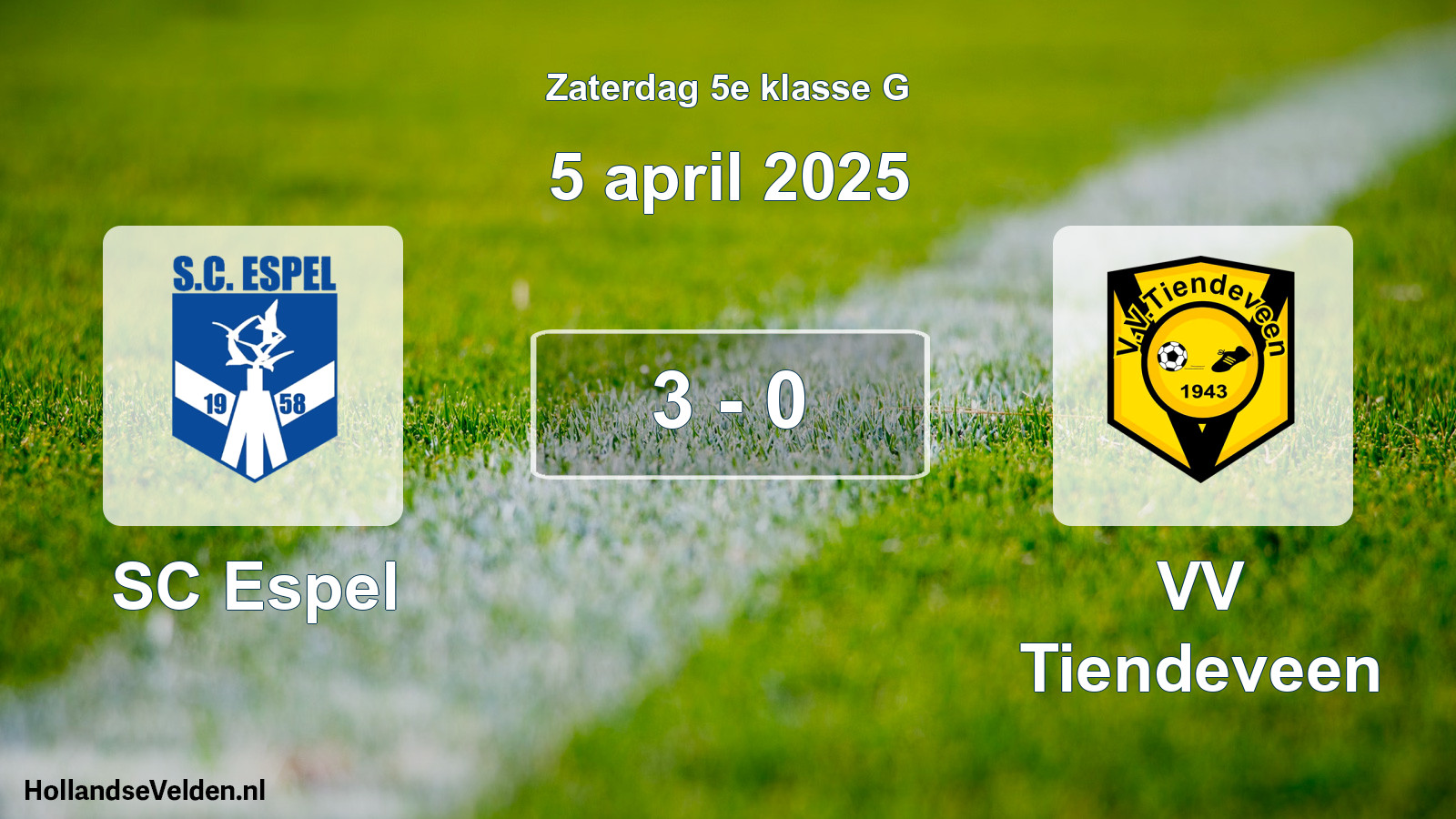 Total number of matches played: SC Espel - VV Tiendeveen 3 - 0 (5 April 2025)
