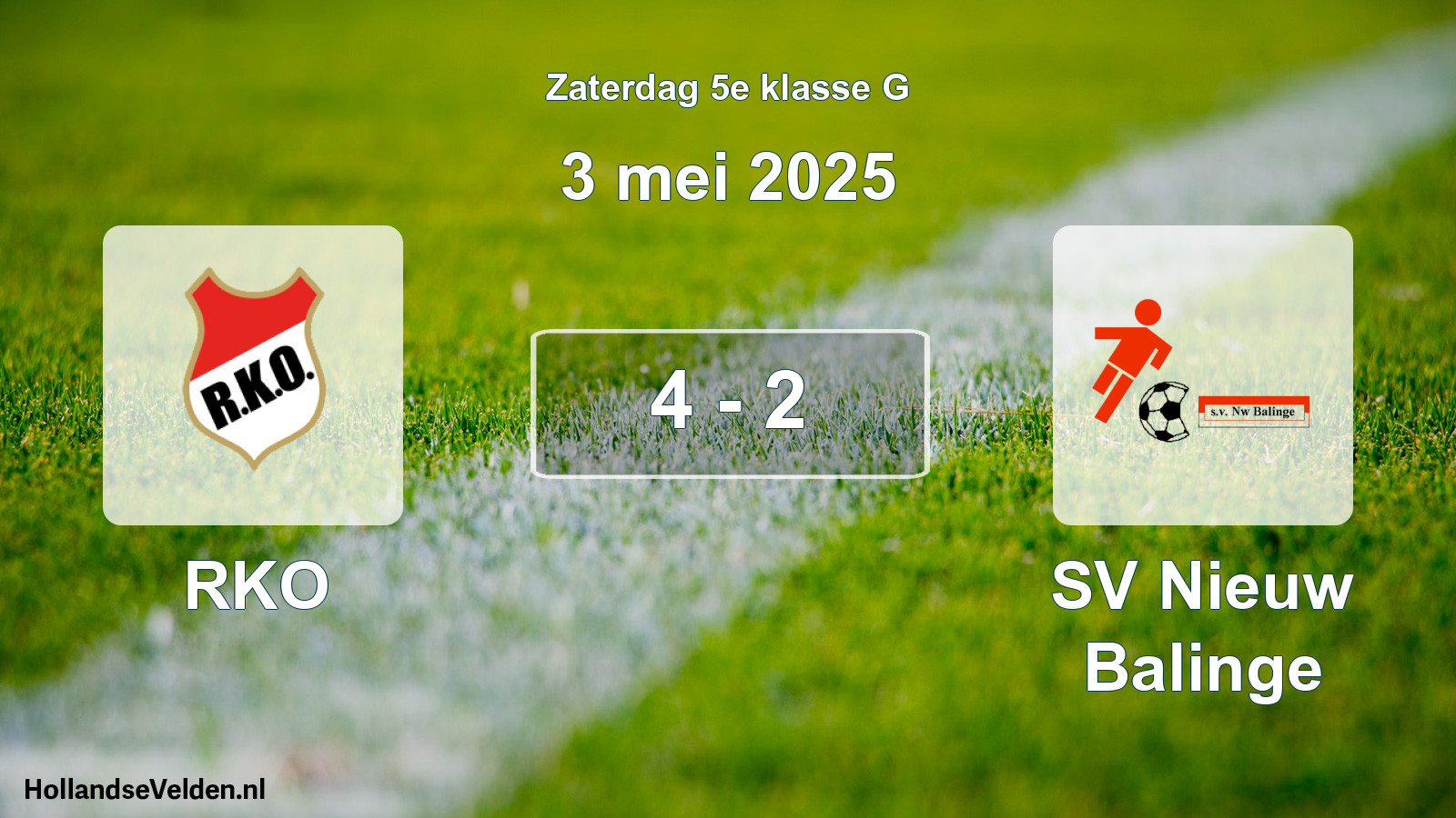 Total number of matches played: RKO - SV Nieuw Balinge 4 - 2 (3 May 2025)