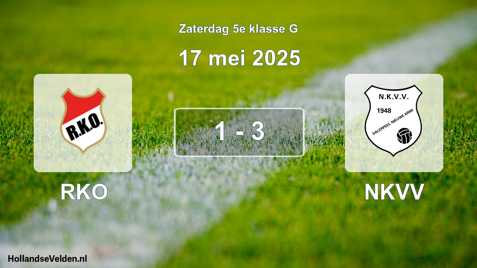 Total number of matches played: RKO - NKVV 1 - 3 (17 May 2025)