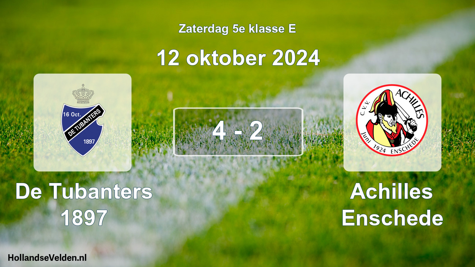 Total number of matches played: De Tubanters 1897 - Achilles Enschede 4 - 2 (12 October 2024)