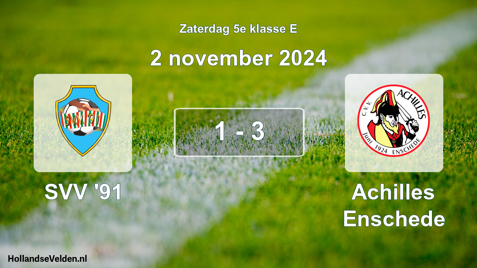 Total number of matches played: SVV '91 - Achilles Enschede 1 - 3 (2 November 2024)