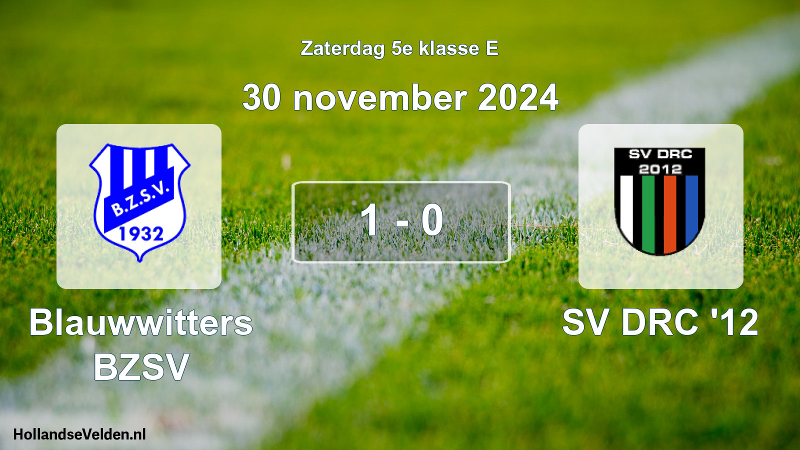 Total number of matches played: Blauwwitters BZSV - SV DRC '12 1 - 0 (30 November 2024)