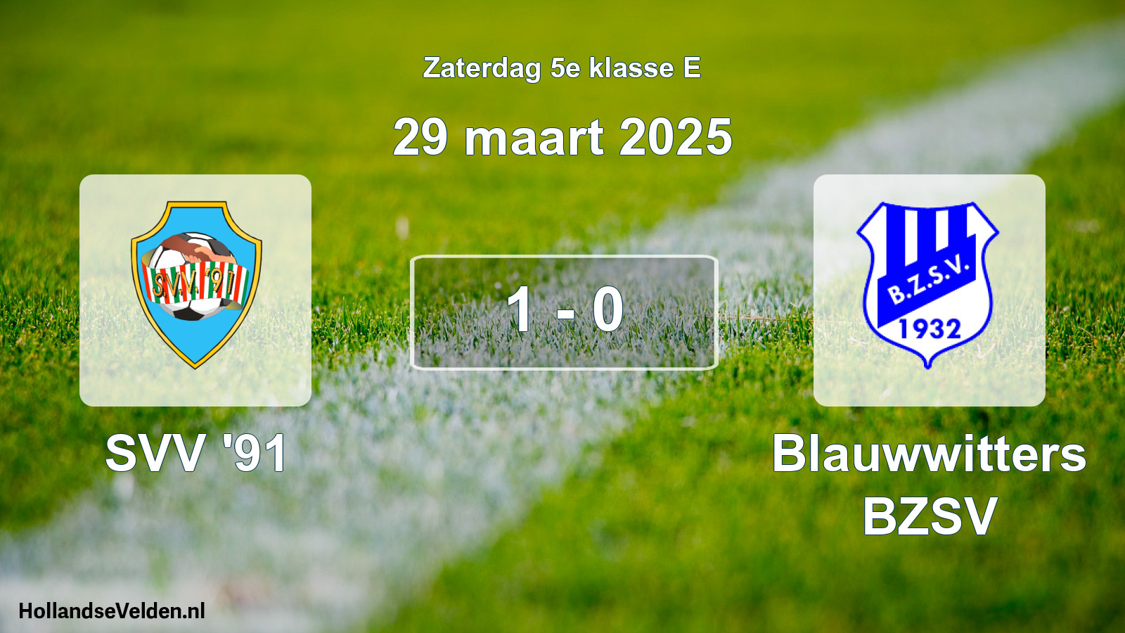 Total number of matches played: SVV '91 - Blauwwitters BZSV 1 - 0 (29 March 2025)