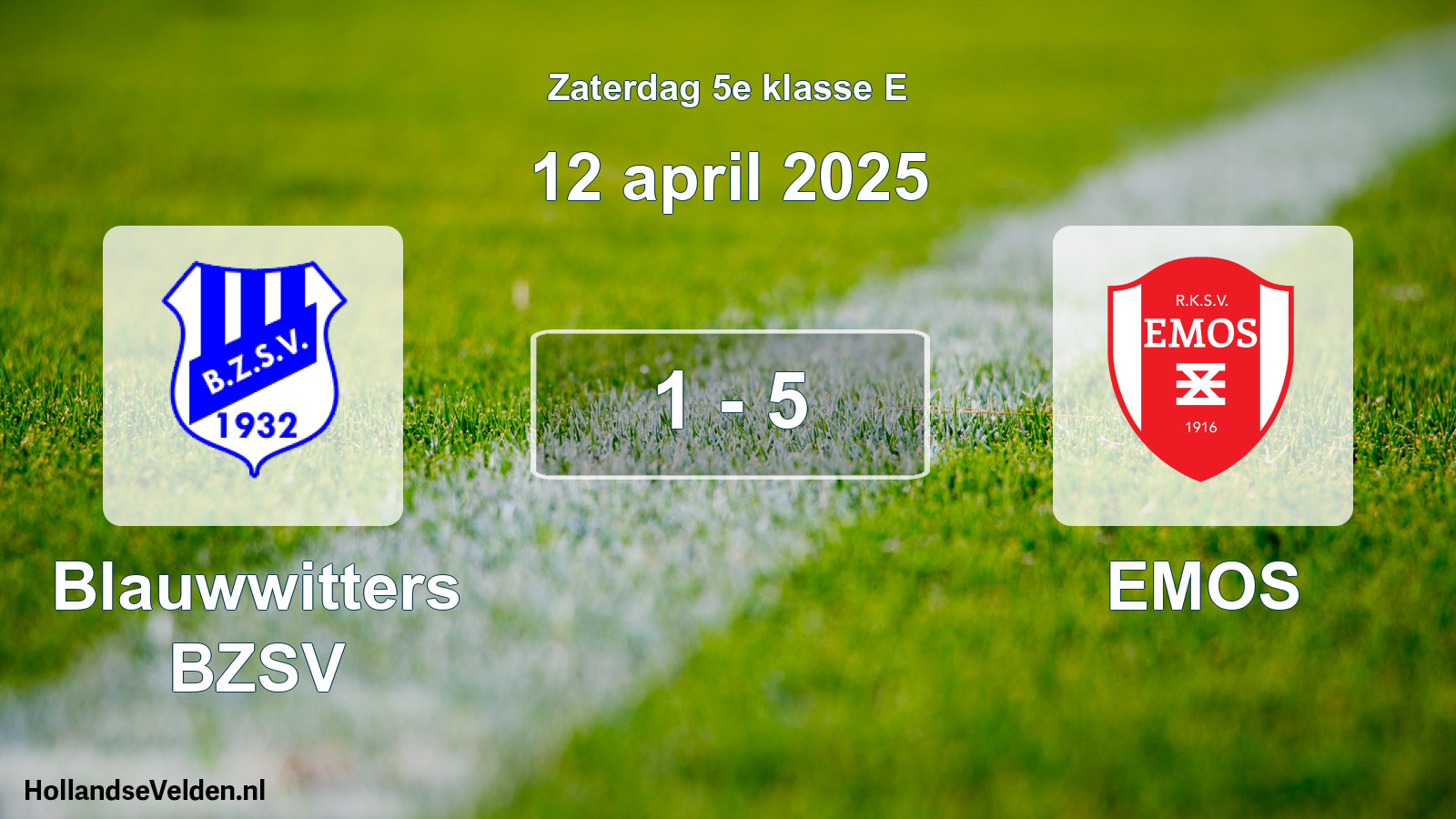Total number of matches played: Blauwwitters BZSV - EMOS 1 - 5 (12 April 2025)