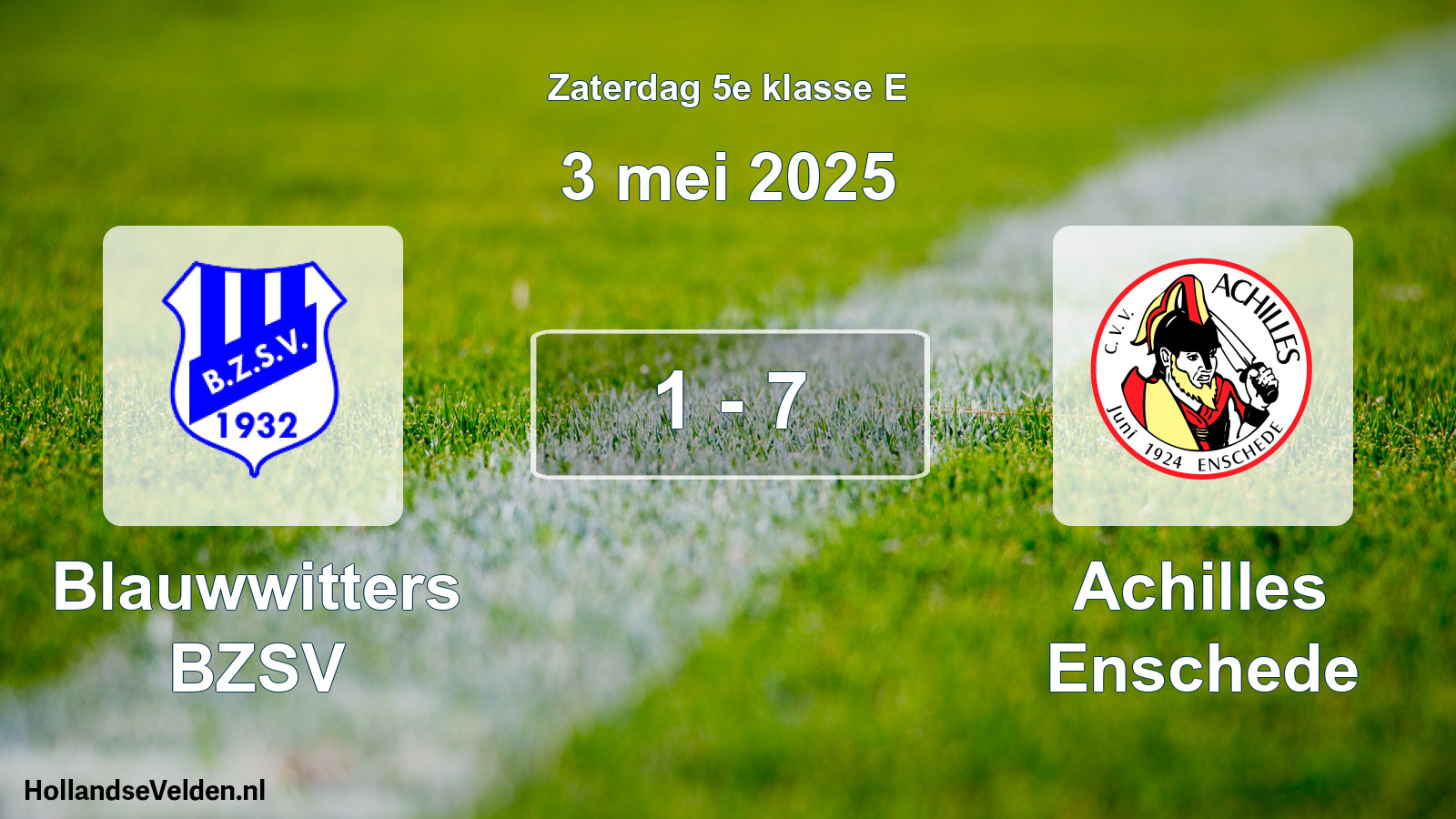 Total number of matches played: Blauwwitters BZSV - Achilles Enschede 1 - 7 (3 May 2025)