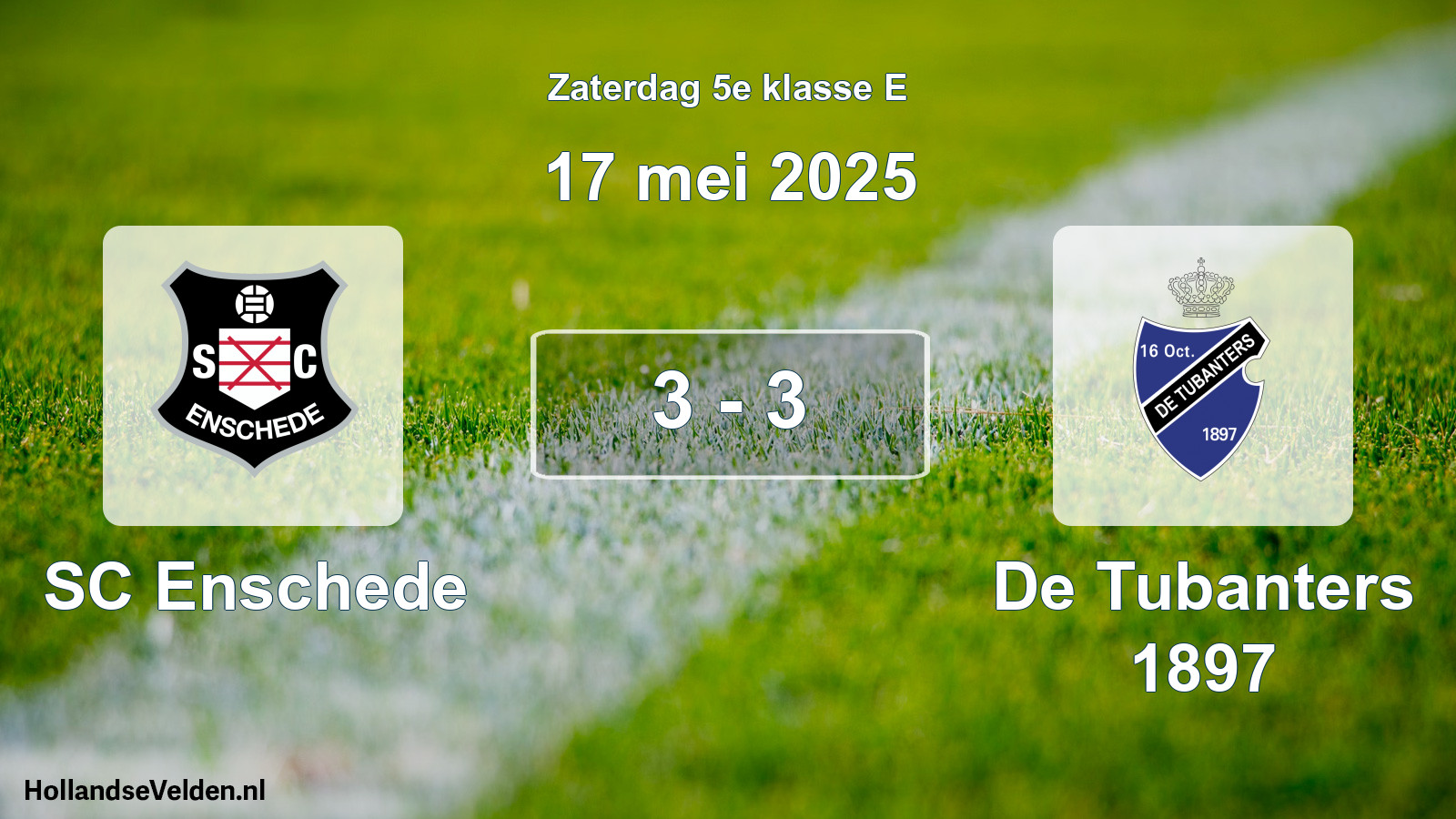 Total number of matches played: SC Enschede - De Tubanters 1897 3 - 3 (17 May 2025)
