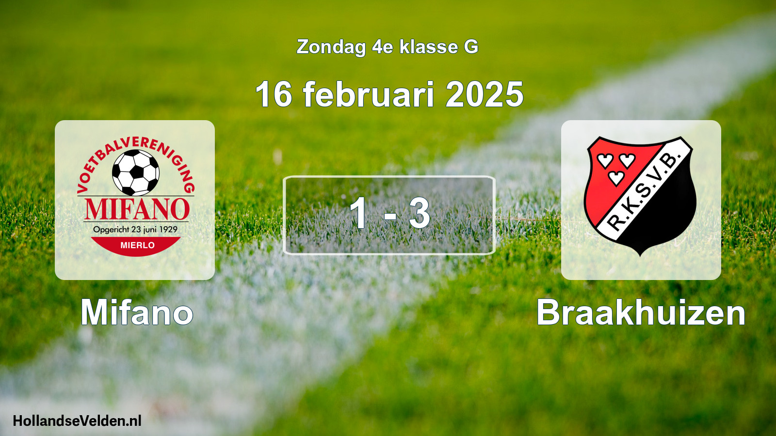 Total number of matches played: Mifano - Braakhuizen 1 - 3 (16 February 2025)