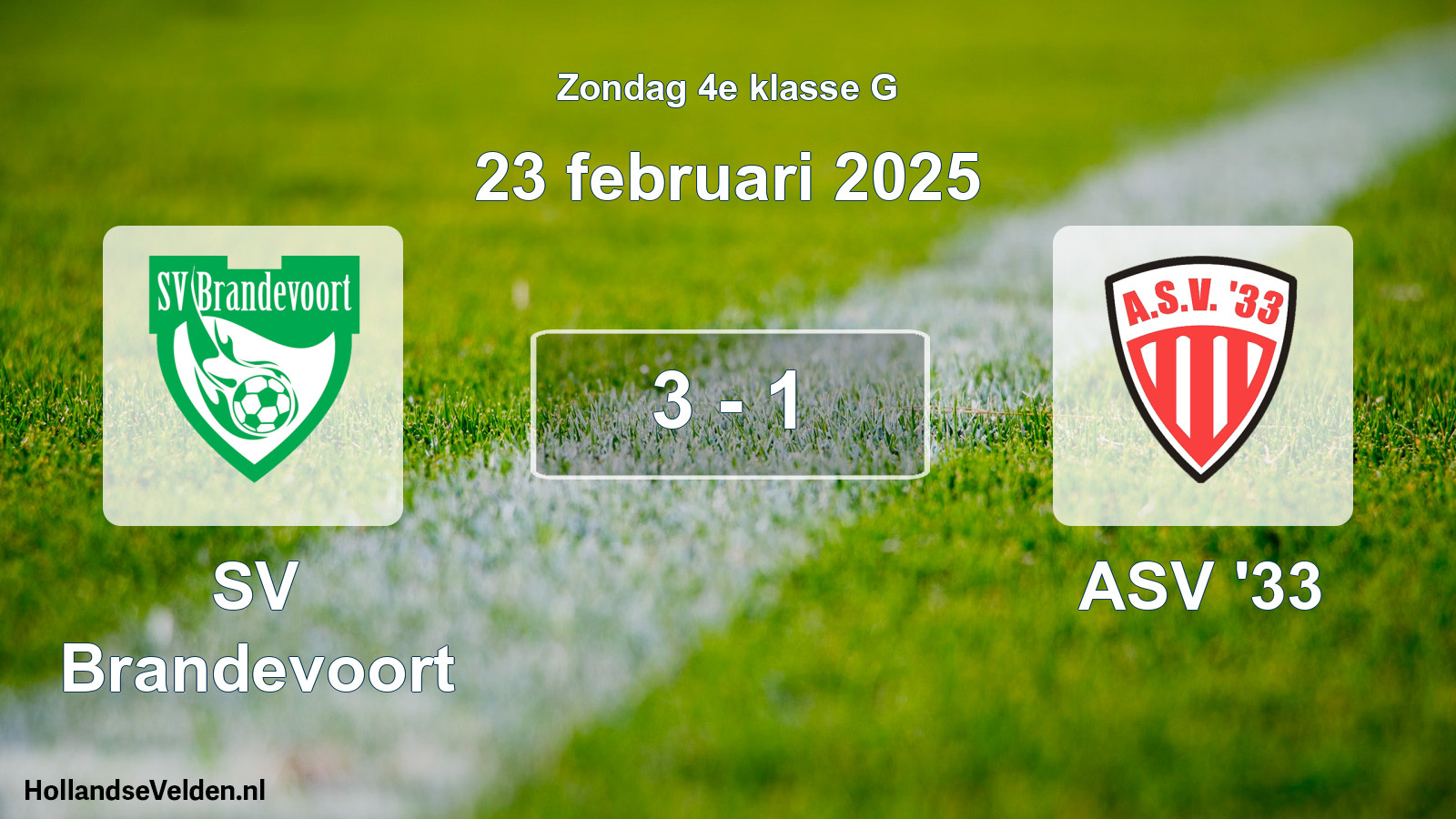 Total number of matches played: SV Brandevoort - ASV '33 3 - 1 (23 February 2025)